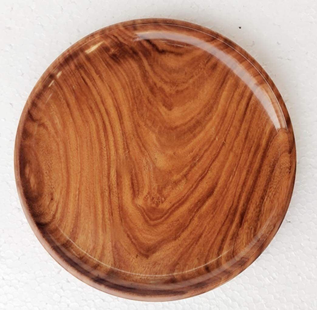mk shoppee Wooden Handmade Serving Plate for Dining Table Serving Snack Platter 10 inch Tray-picture-24