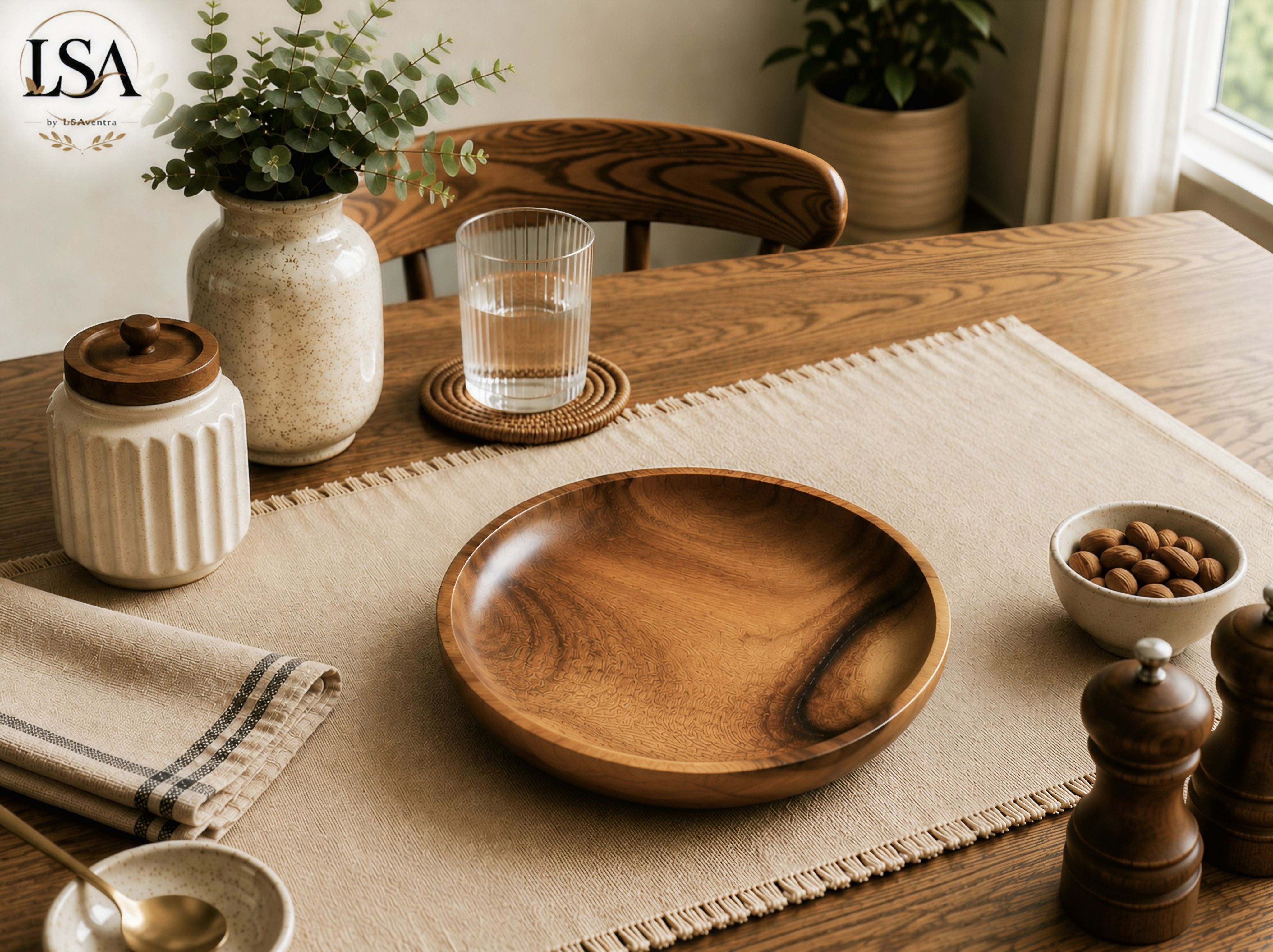 lsa LSAventra Wooden Serving Plate | Handmade Natural wooden fruits & snacks Platter Tray-picture-12