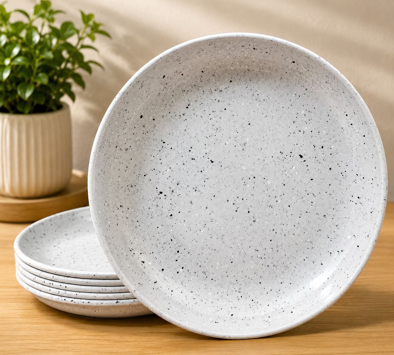 DEEP HALF PLATE Melamine Round Half Size (8Inch) SAND GREY DUST COATING Half Plate-image-27