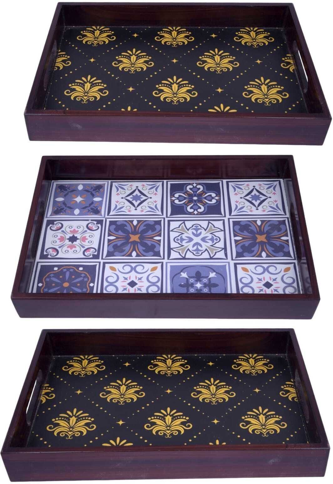 Wooden Tray set of 3 for serving Tea/coffee/snacks AHS-TRAY091_1310_1407 Tray-image-44