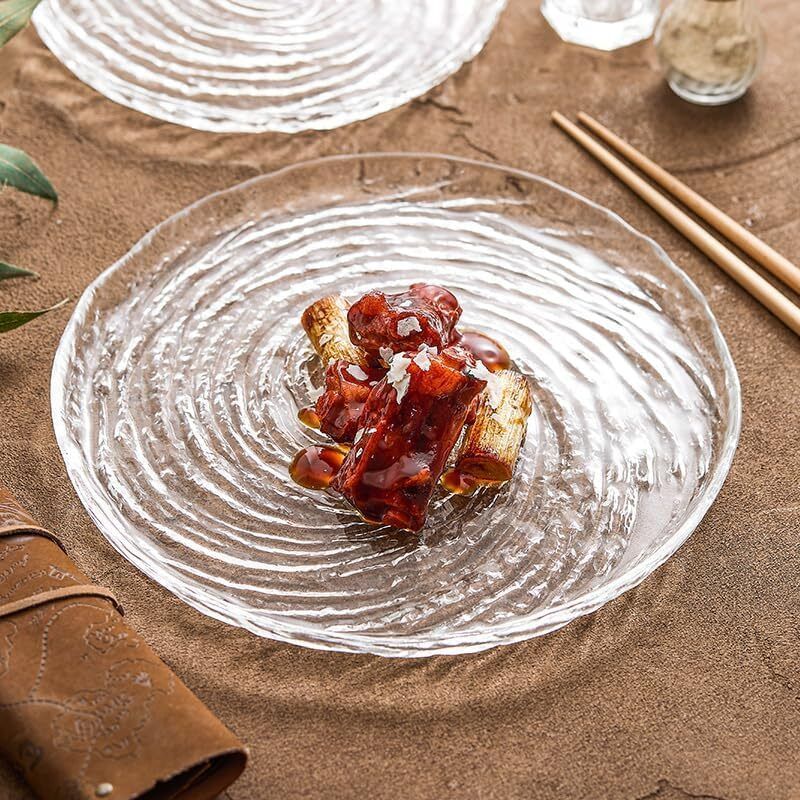 Modern Glass Plate with Spiral Pattern | Multipurpose Serving Dish - 8.6 inch Tray-image-28