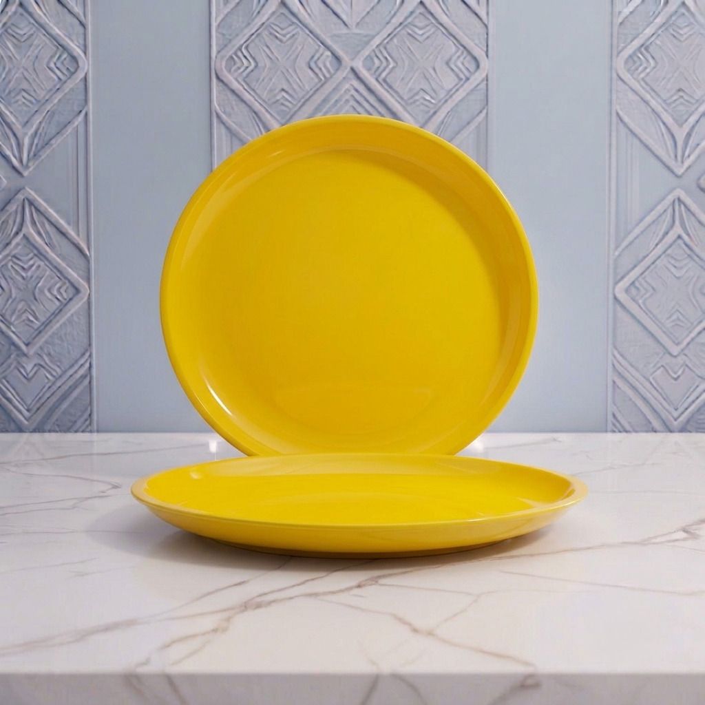 Food Grade Yellow Round Plastic Full Plate 11 Inch Dinner Plate-image-48