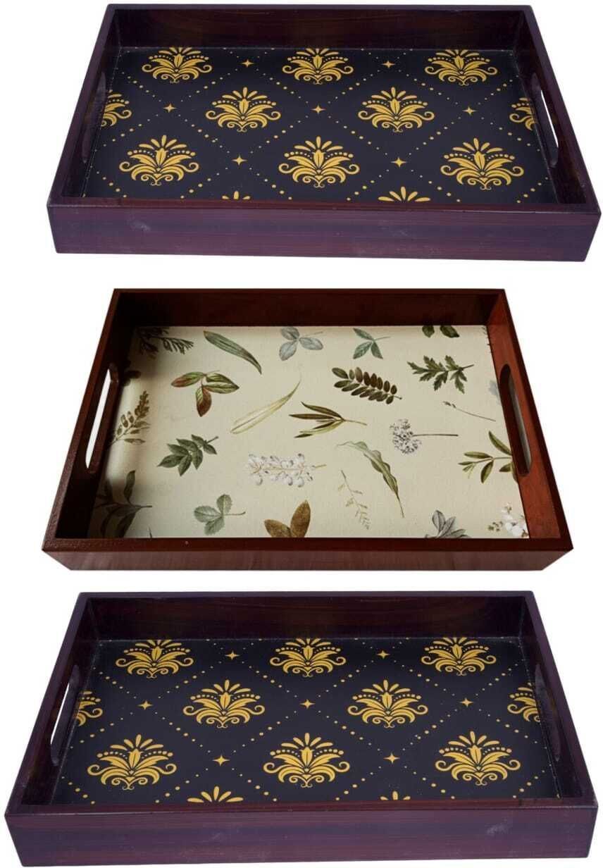 Wooden Tray set of 3 for serving Tea/coffee/snacks AHS-TRAY088_0714 Tray-image-33