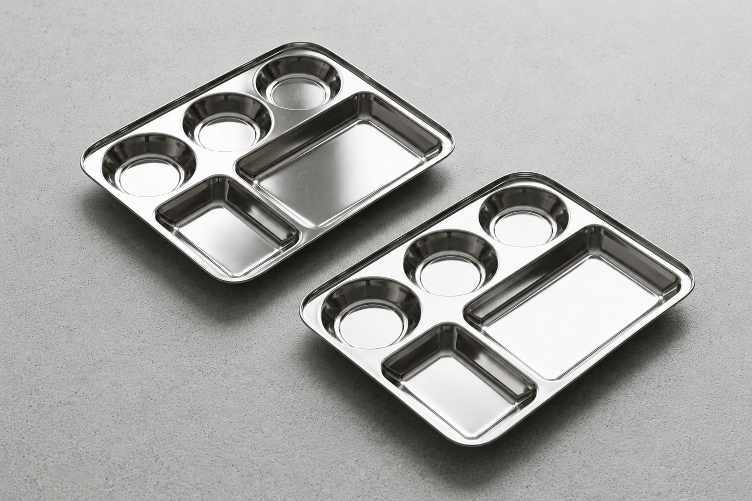 trendlin Stainless Steel Bhojan Thali Plate Set Pack of 2 | 5 Compartment Dinner Plate Sectioned Plate-picture-23