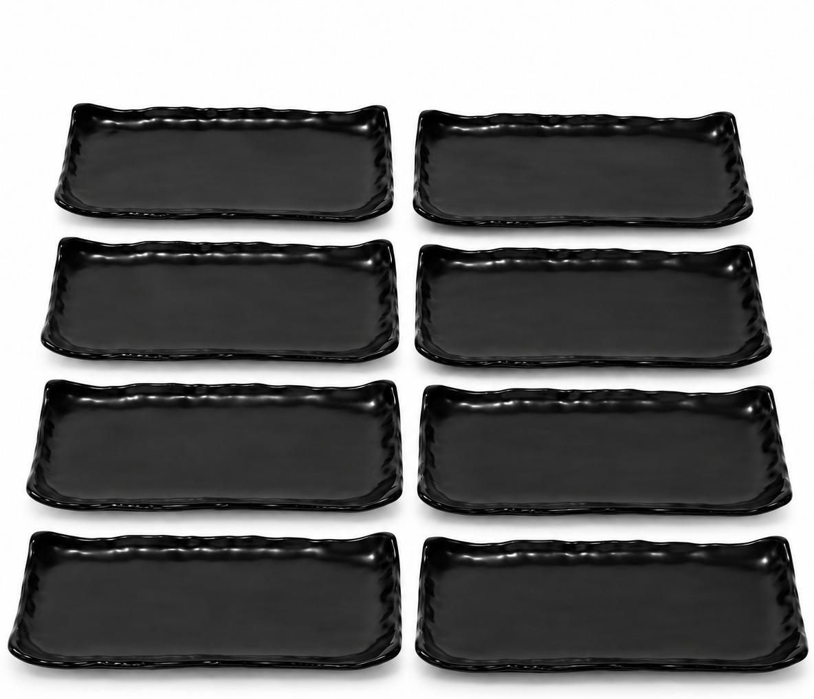 Falafel Snack Serving Platter Set of 8 Premium Black Rectangular Starter Tray Sizzler Tray-image-11