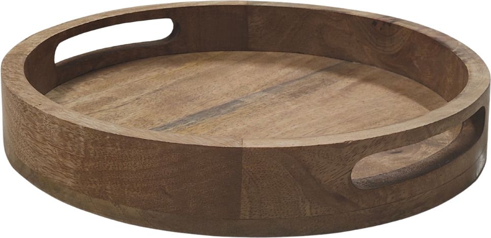 vidixn Round Wooden Serving Tray with Handles | Ottoman Tray for Coffee Table Tray-picture-18