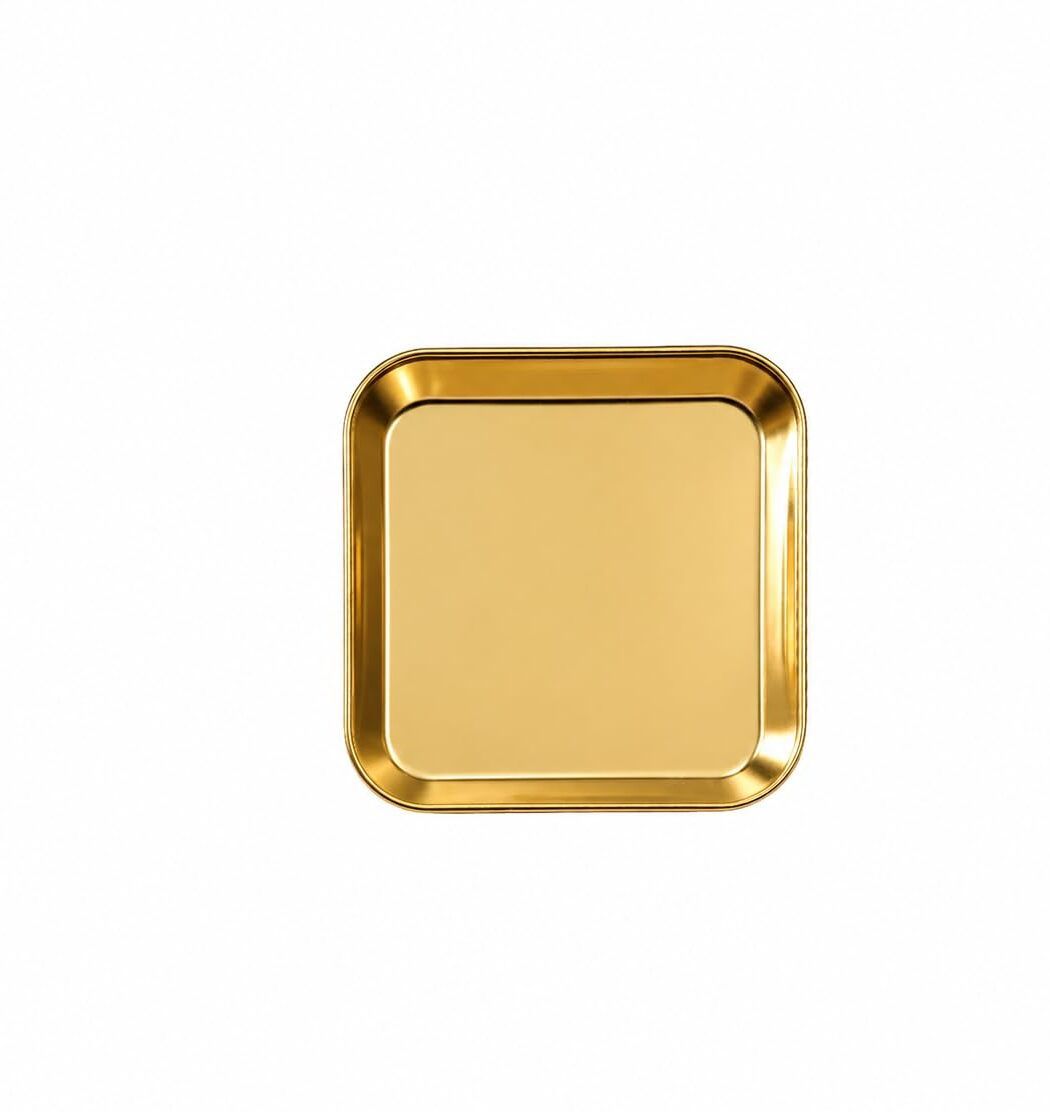 Stainless Steel Golden Square Snack Plate Heavy Gauge Serving Plate Tray-image-46