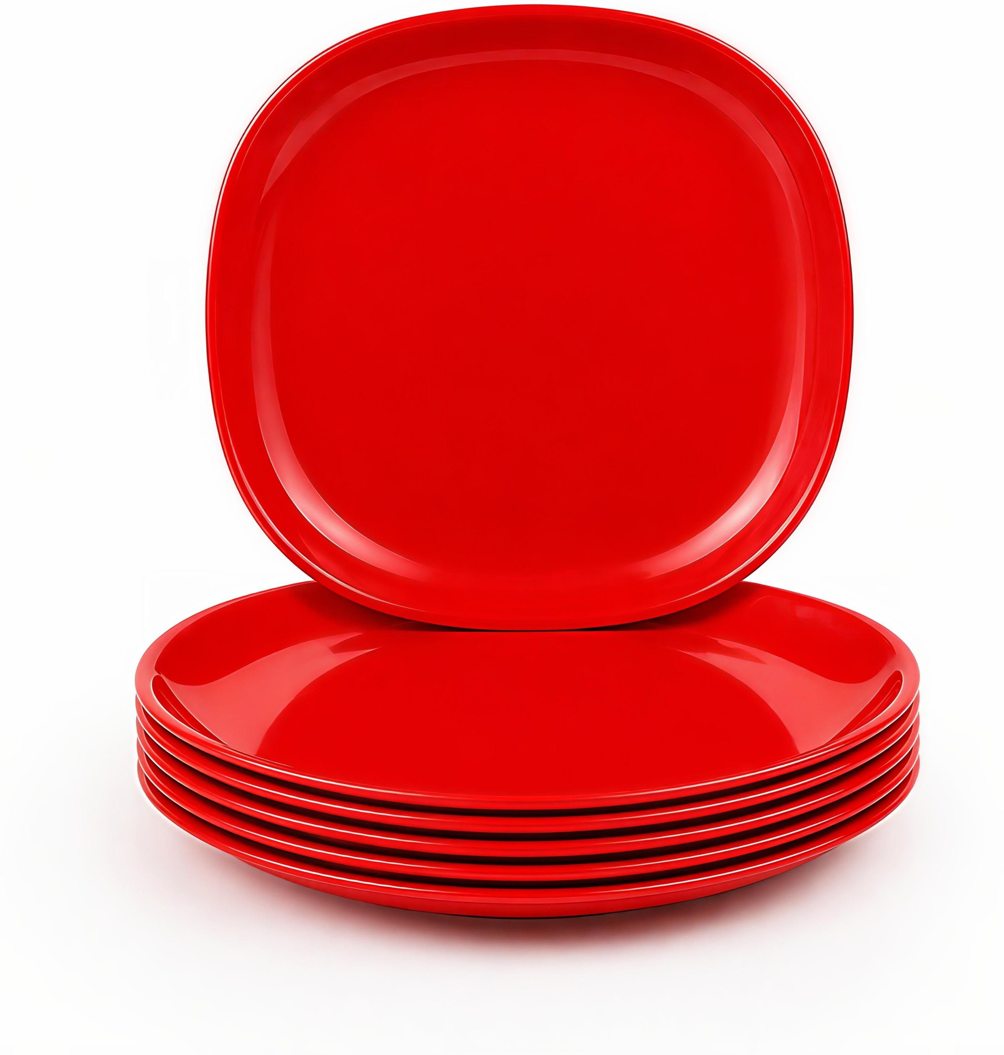 gepenterprises Red 8 Inch Square Plastic Half Plate-picture-21