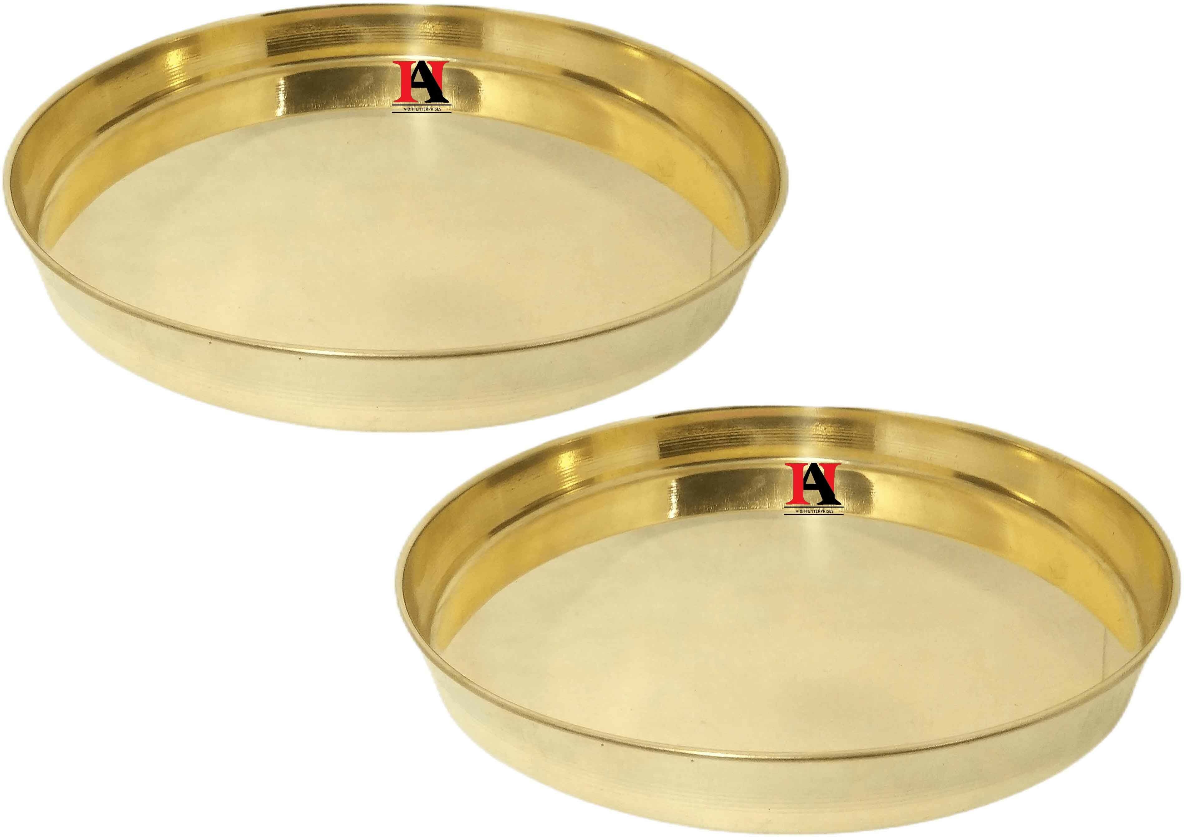 Handmade Brass Dinner Plate/Thali For Dining ,10 INCH Plain - Set of 2 Pieces Dinner Plate-image-21