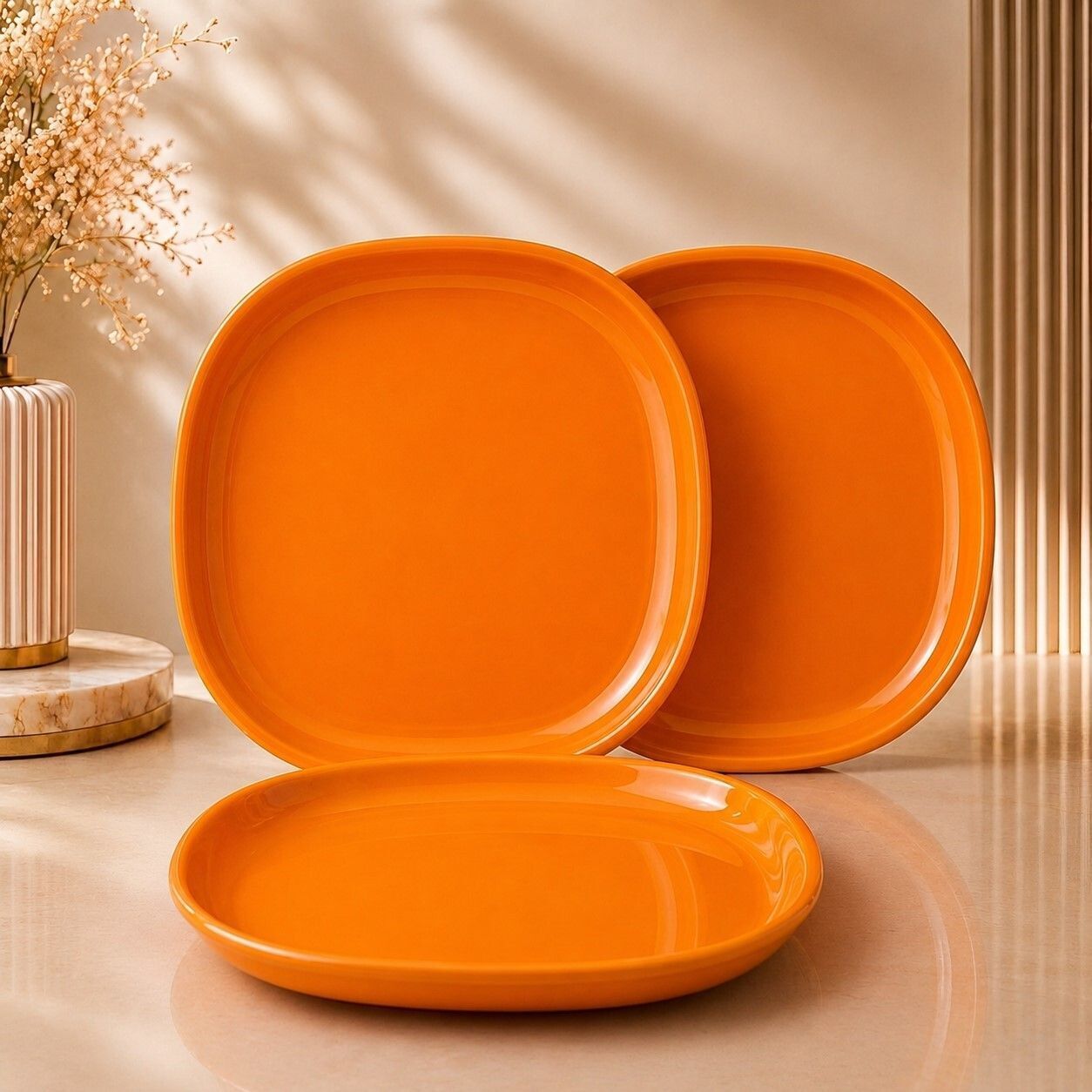 gepenterprises Orange 11 Inch Square Plastic Dinner Plate-picture-19