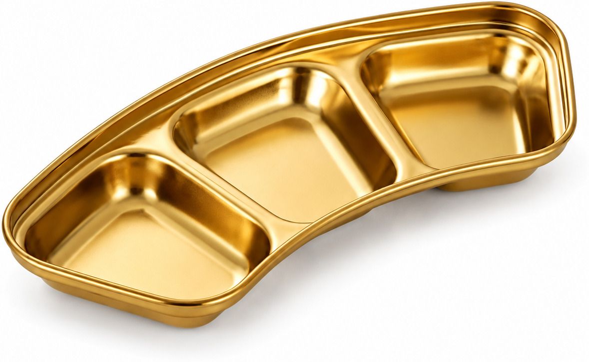 yopple Golden Stainless Steel 3 Compartment Serving Tray | Snack & Dry Fruit Platter Tray-picture-27