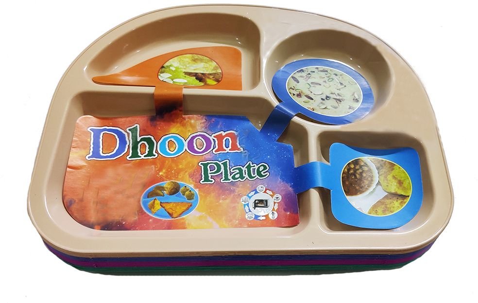 12 Plate set for halwa poori kanjak navratri prasad distribution daily use Sectioned Plate-image-26