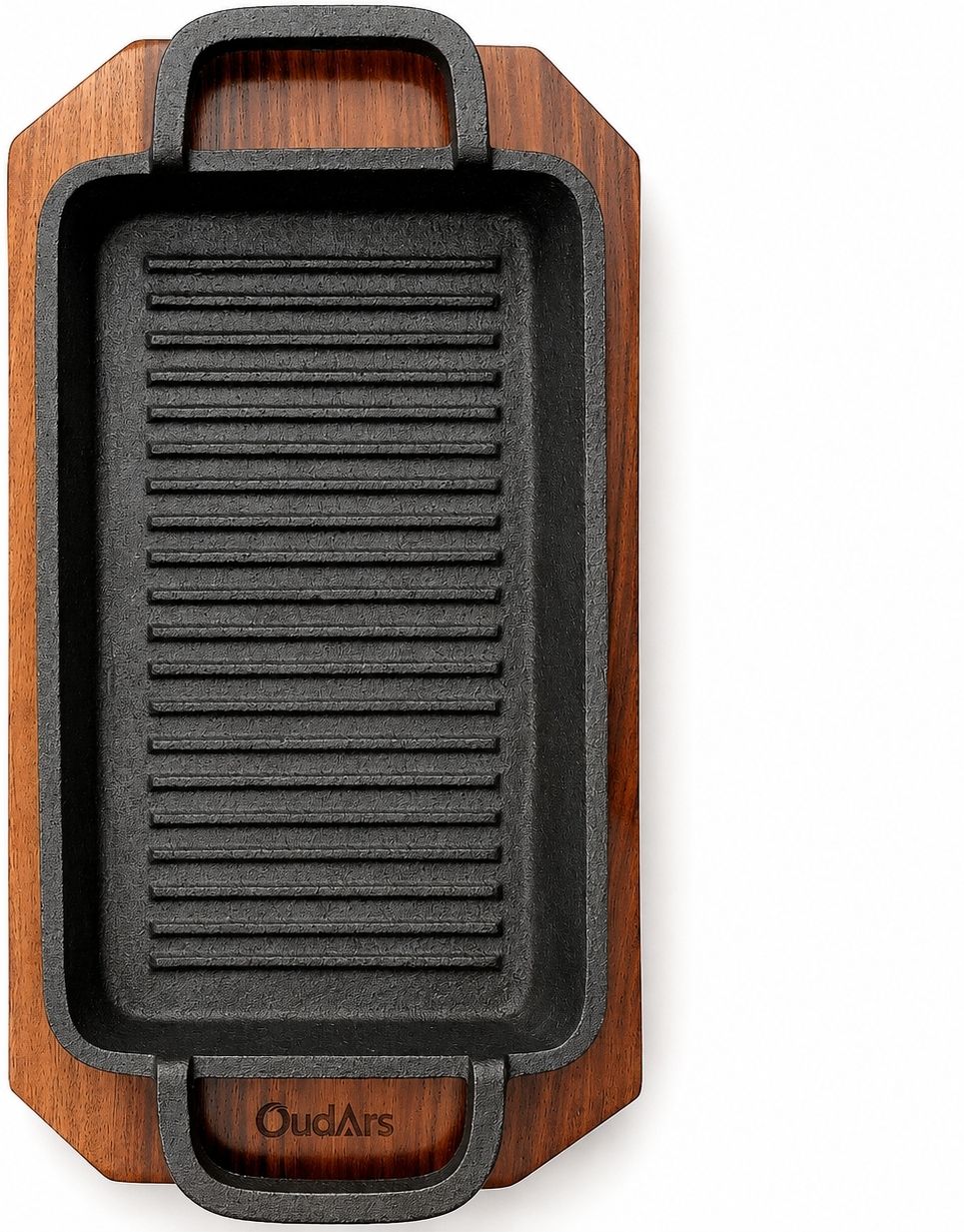 Sheesham Heartwood Cast Iron Grill Pan with Wooden Sizzler Tray-image-25