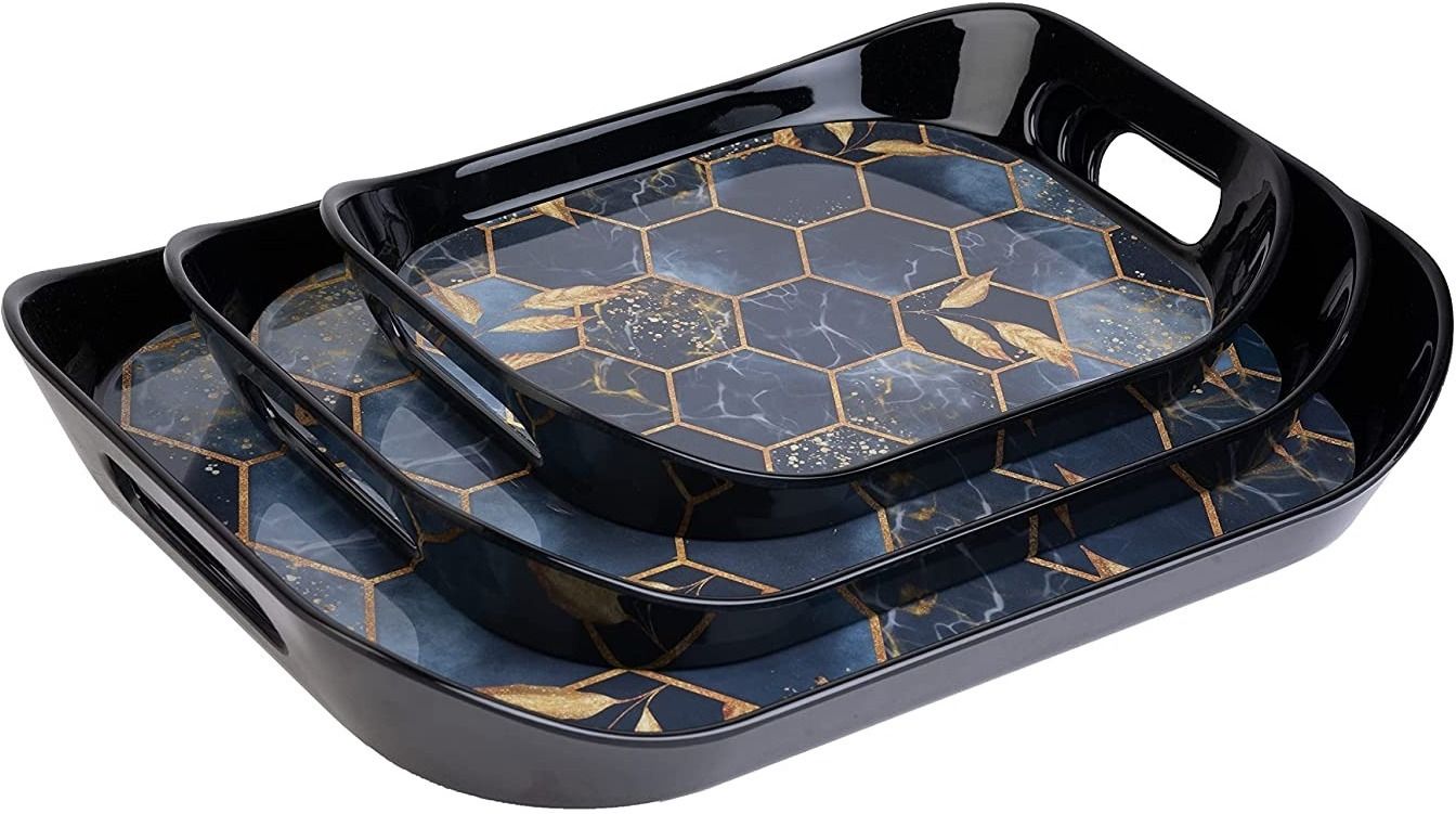 premium plastic Era Serving Tray Set of 3 Honeycomb Design Tray
