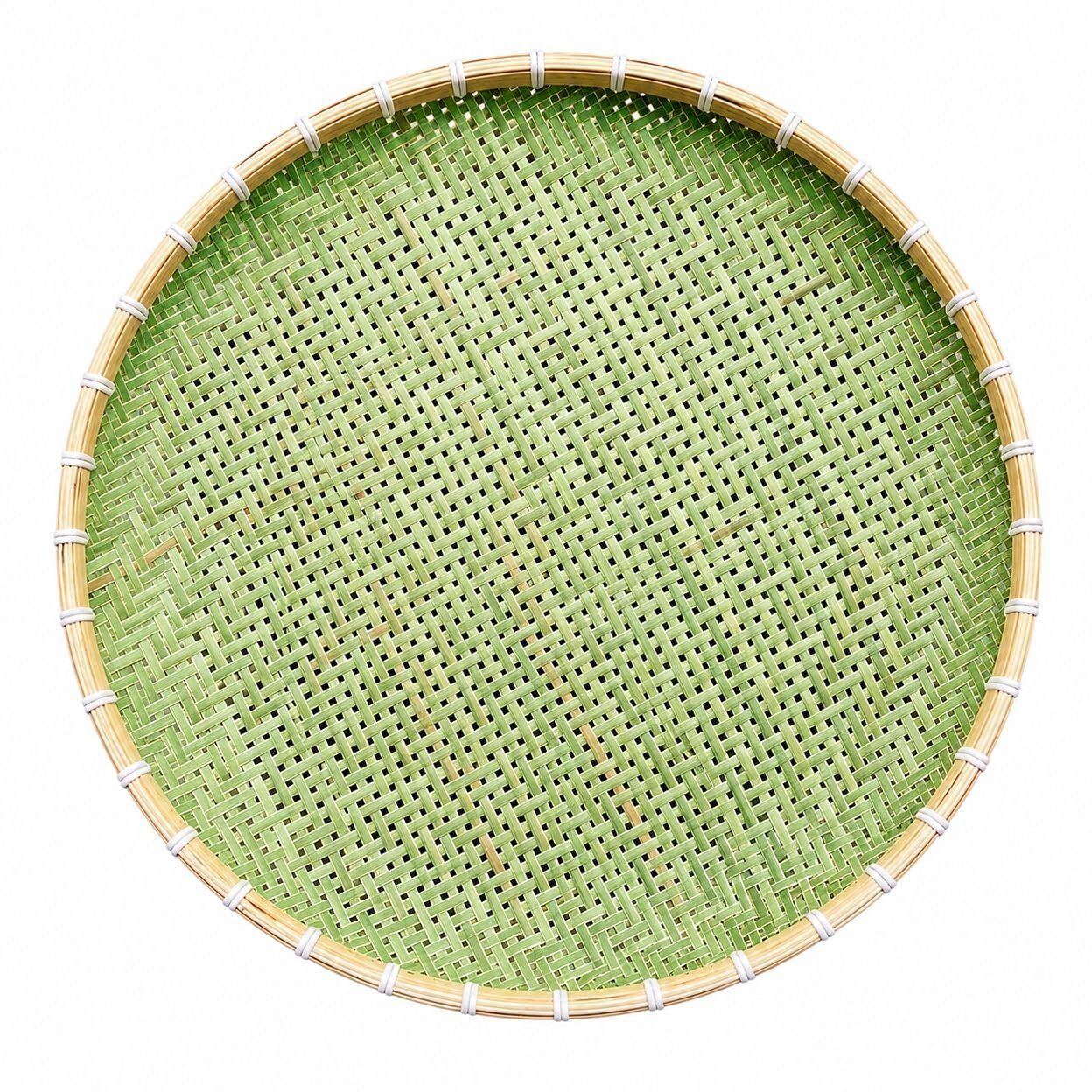 bamboo roots global Assam Finest Handmade Bamboo Dala-55cm | Premium White Binding Winnow - Green Tray-picture-35