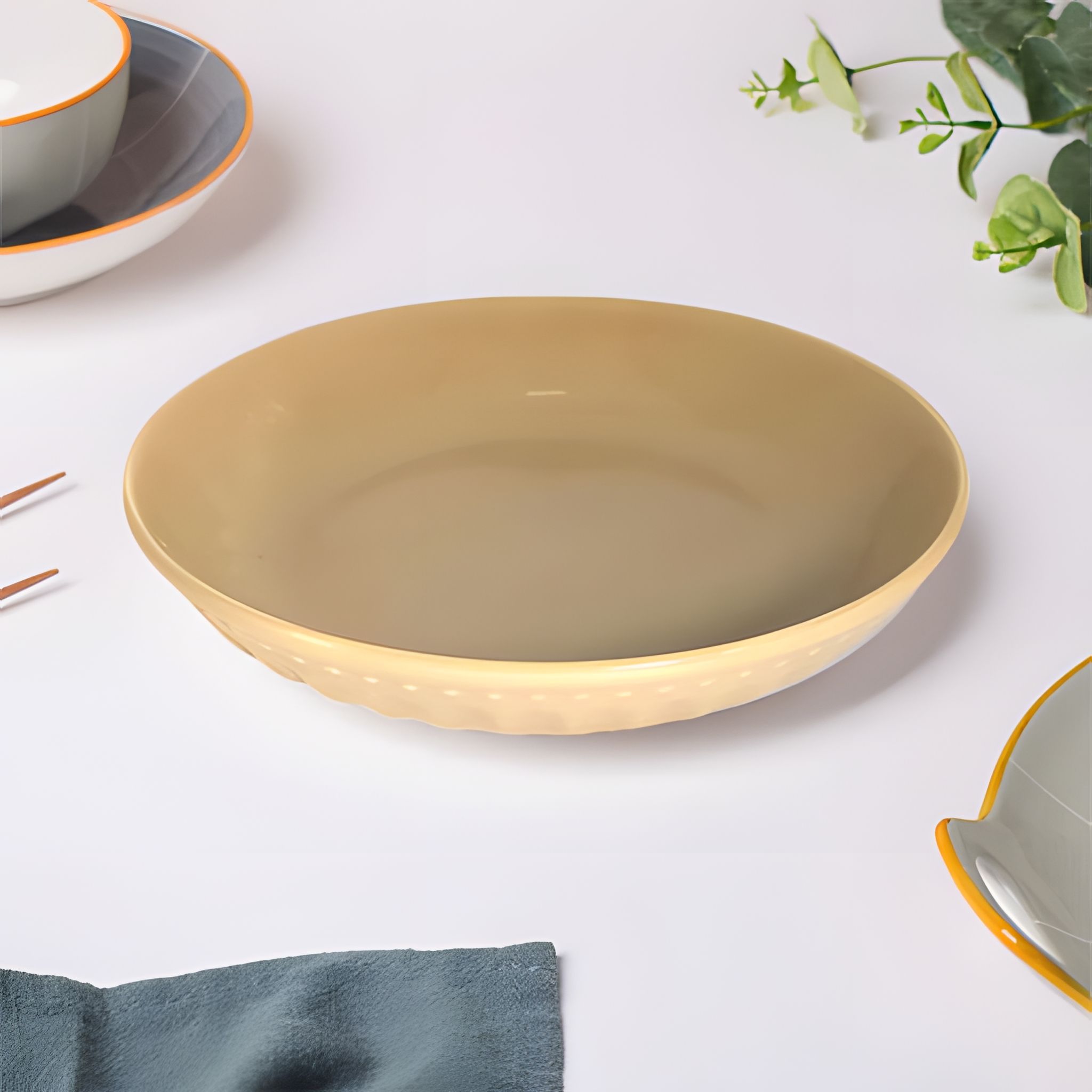 Ceramic Round Serving Plate for Salad, Pasta, Snack | Platters for Serving | Dinner Plate