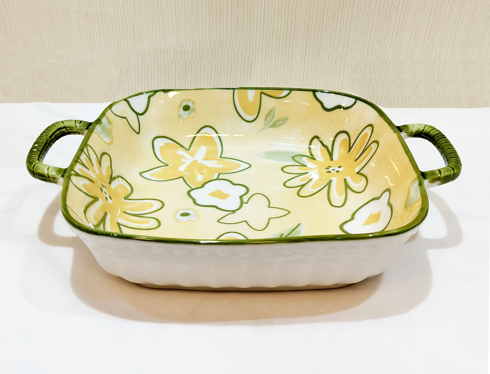 Ceramic Square Salad, Dish Serving Deep Plate with Handle For Kitchen & Dining Tray-image-13