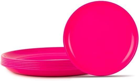 Pink 11 inches Round Plastic Dinner Plate-image-16