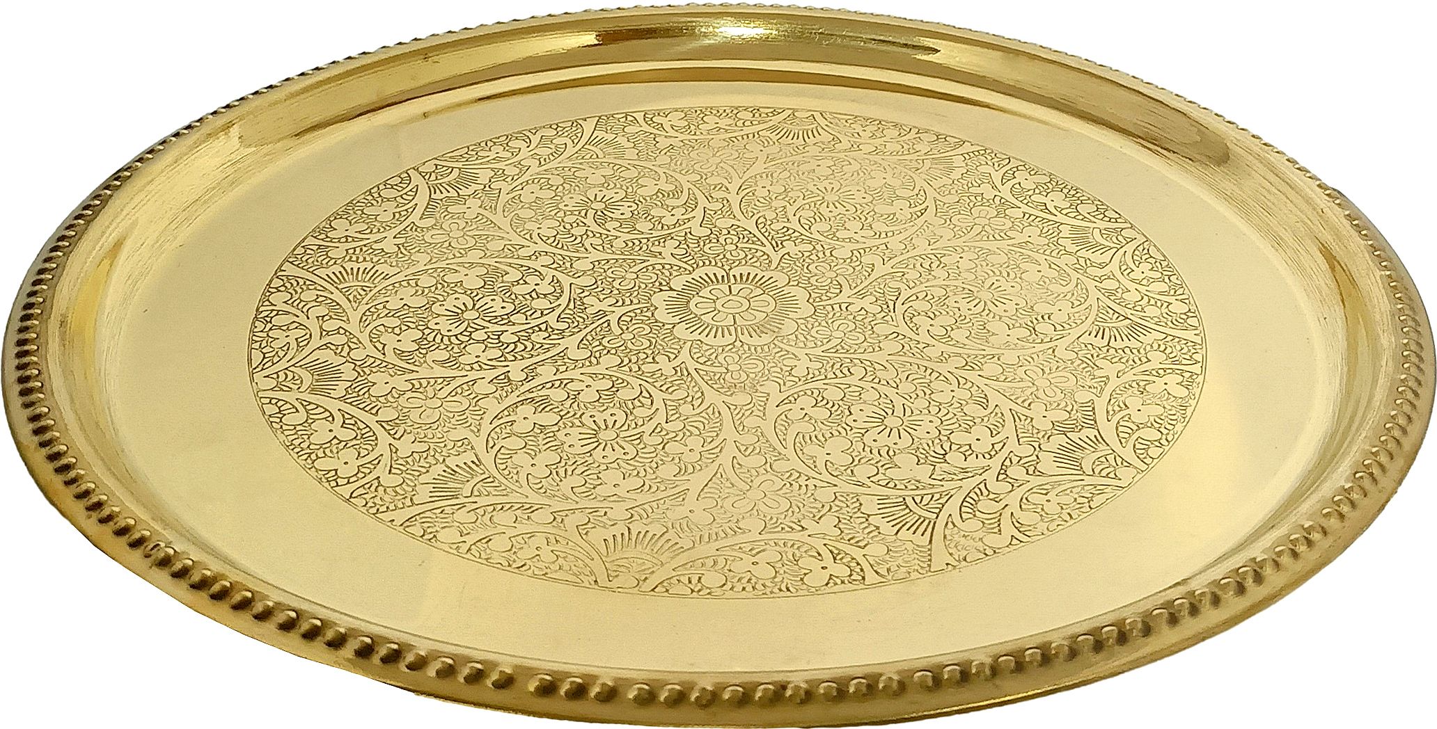 Handmade Brass Dinner Plate/Thali For Dining ,12 INCH Floral - Set of 1 Piece Dinner Plate-image-22