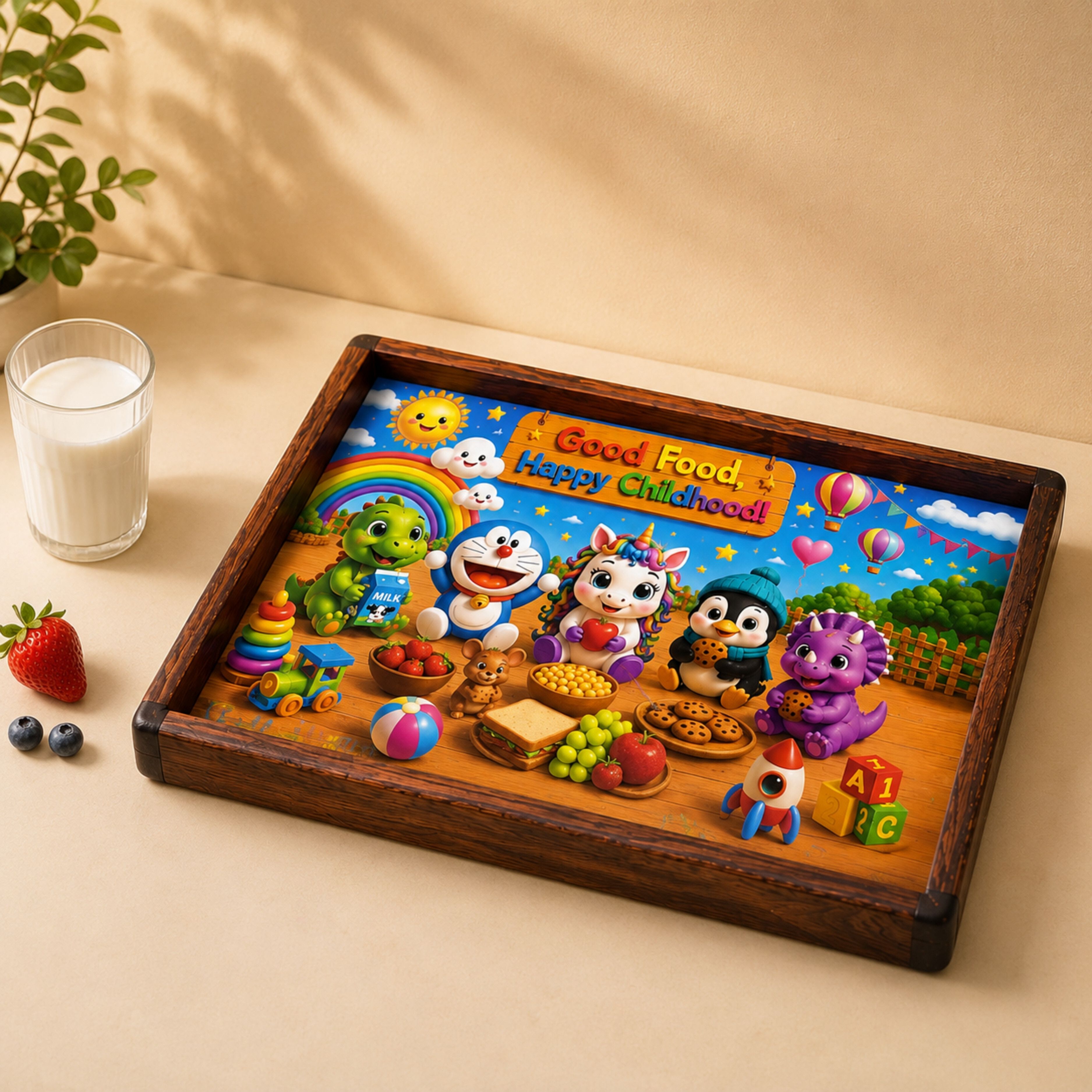 Wooden Multipurpose Serving Tray | Kids Snack Tray | Art & Craft | Wall Decor Tray-image-25