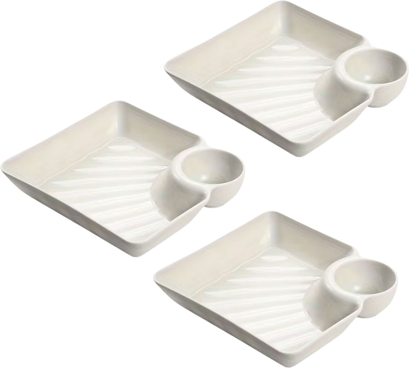 p-plus international Divided Snack Serving Dishes Reusable Serving Platter Set Dumpling Plate Chip & Dip Tray-picture-1