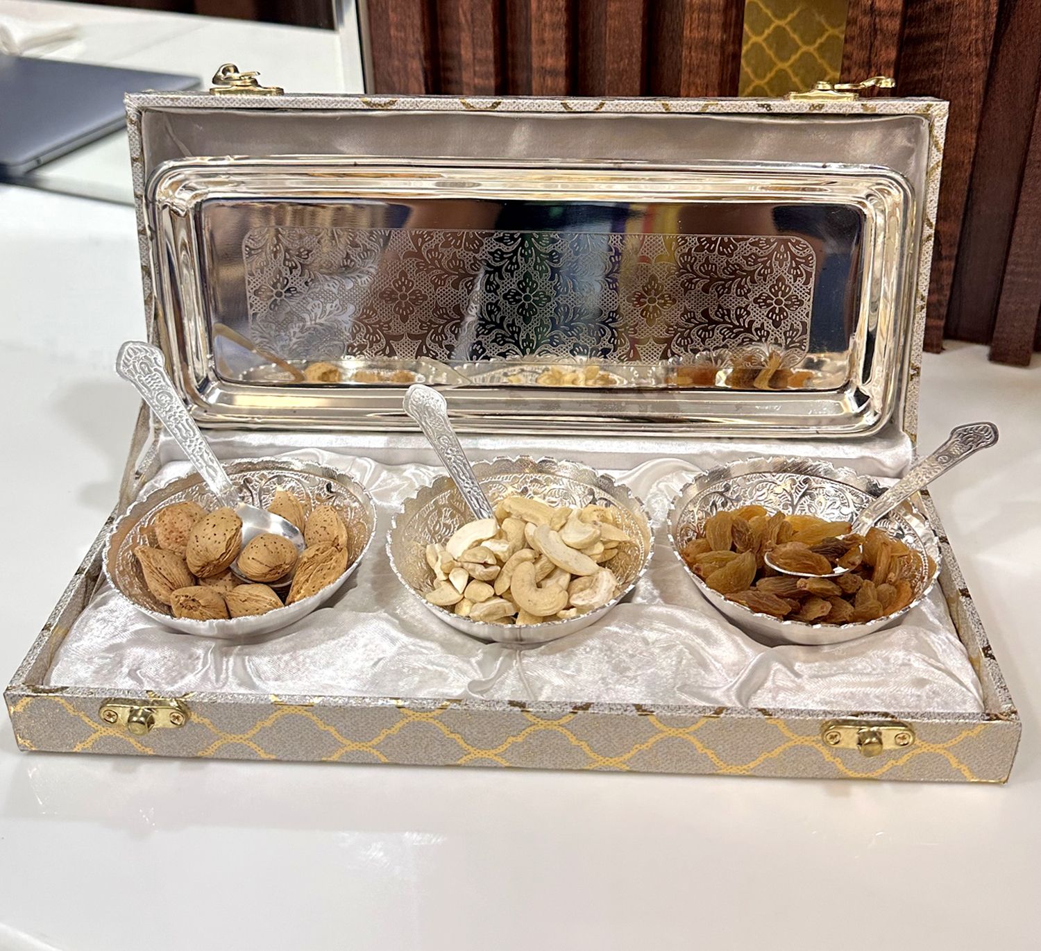 dsh Bowl Set With Tray And Spoon Used For Dry Fruit And Diwali,Return Gift Items . Tray-picture-12