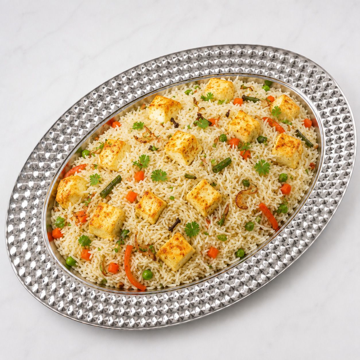 valajogi Oval steel Serving Tray for Rice, Sabji, Snacks, Juice and Buffet Present Dish Tray-picture-25