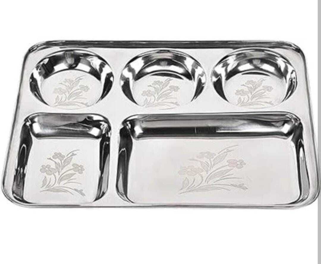 Lunch/Dinner Plate/Bhojan Thali 5 in 1 Sectioned Plate Set of 1 Sectioned Plate