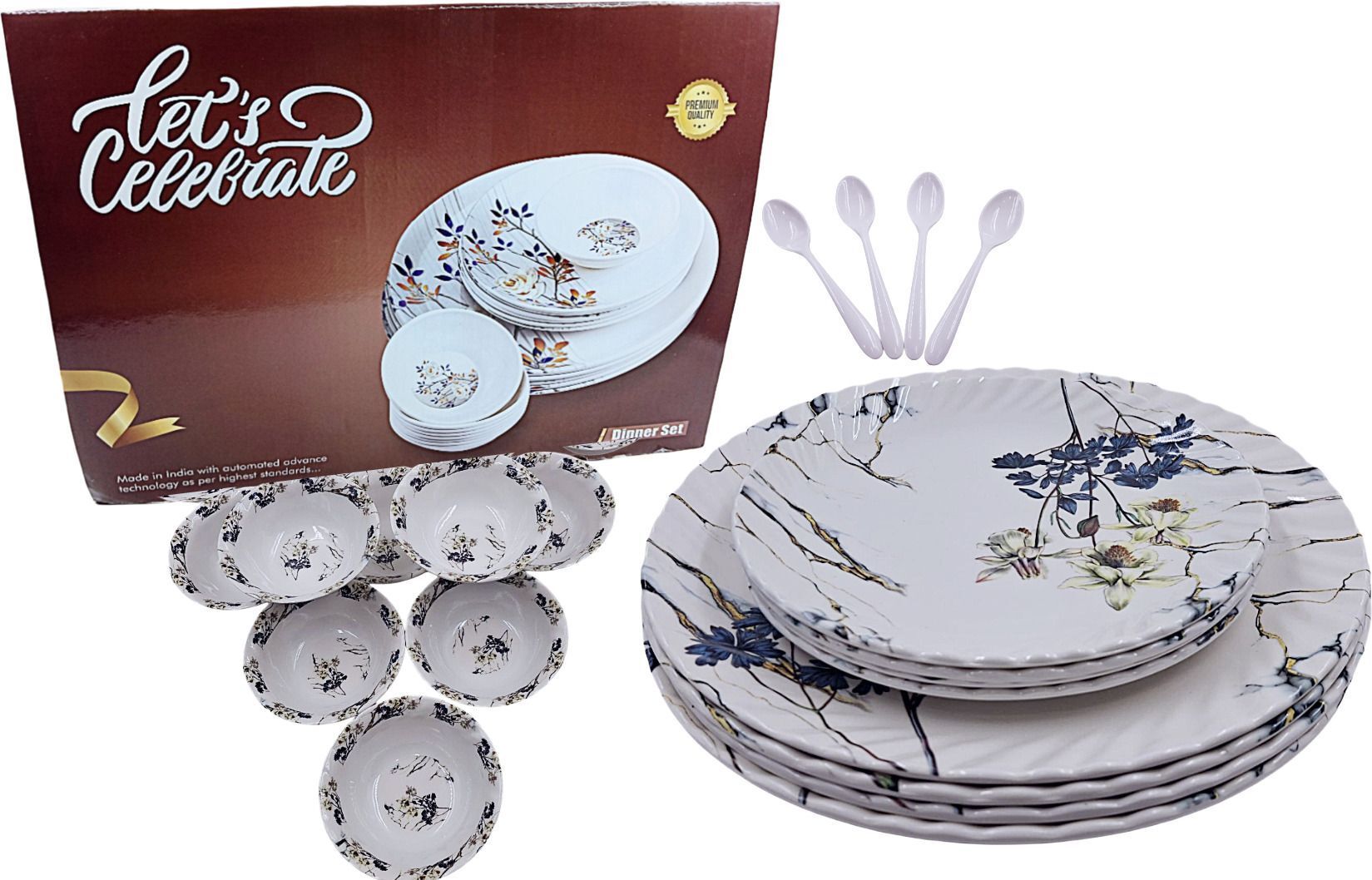 11"Dinner plate 8"Snacks Plate With Veg-bowl & Spoon Set of 20 pc Md-1174_New Dinner Plate-image-46