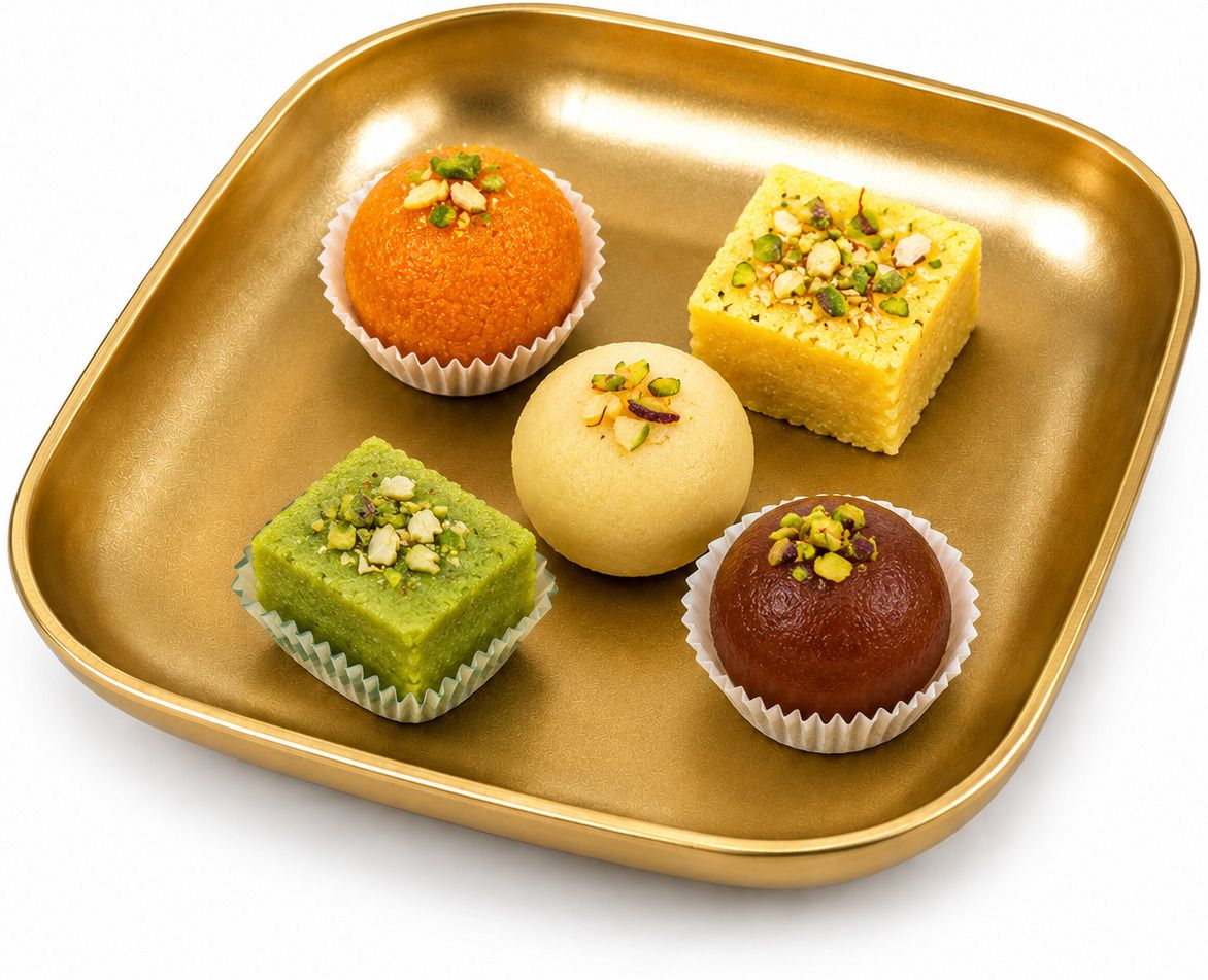 Golden Square Serving Dish for Snacks, Sweets & Dry Fruits Decorative Food Tray Dinner Plate-image-36
