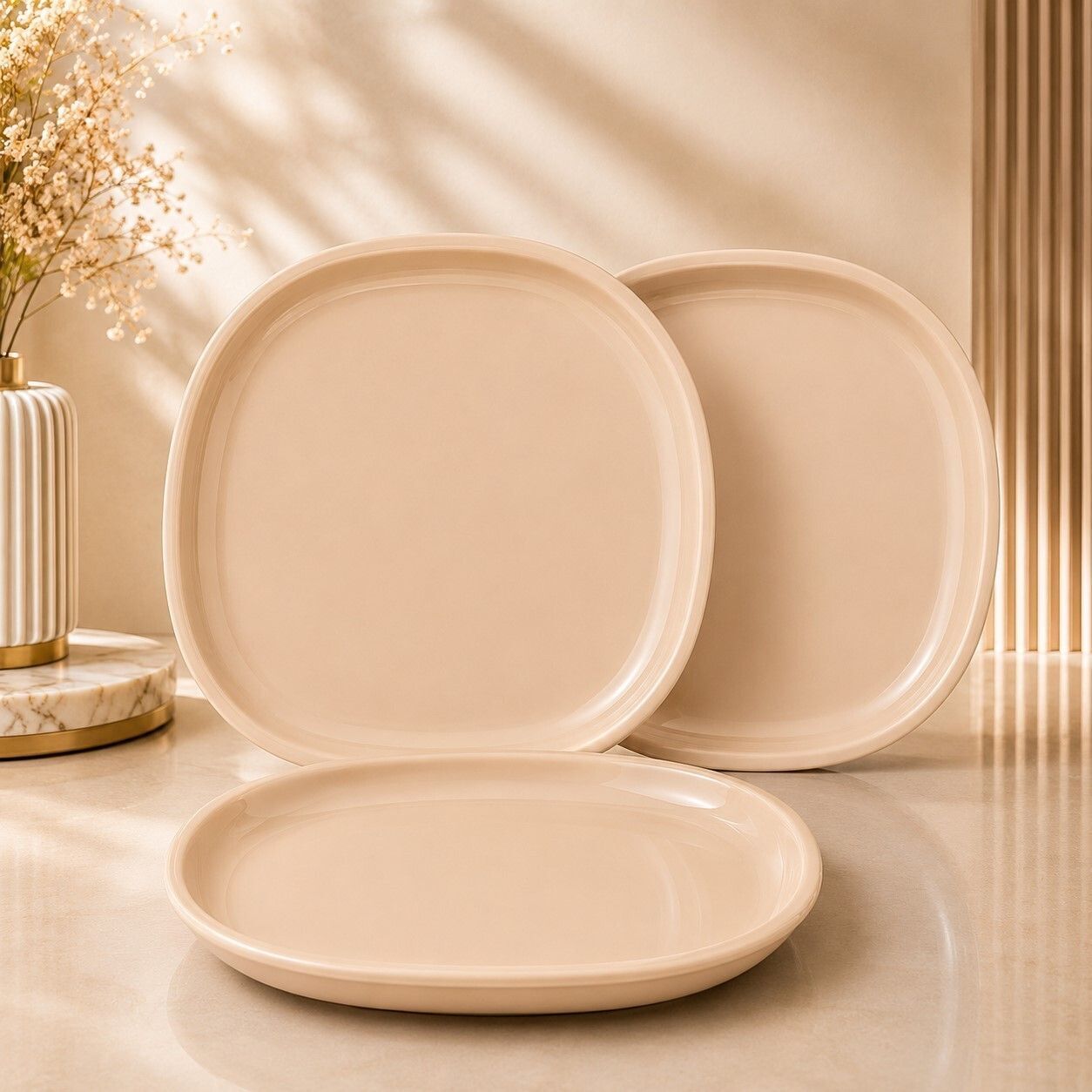 gepenterprises Beige 11 Inch Square Plastic Dinner Plate-picture-42