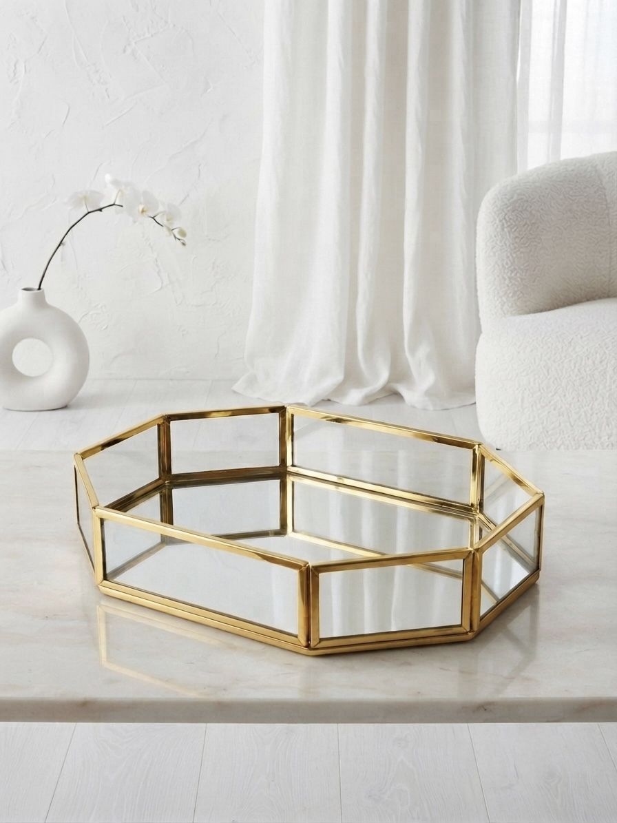 Premium Octagon Glass Vanity Tray – 20x15x4cm – Jewelry & Perfume Organizer Tray-image-21