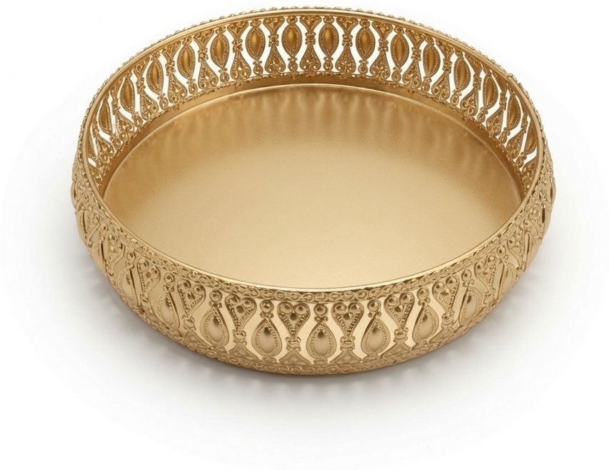 Gold Metal Decorative Basket Tray for Decor, Dry Fruits & Festive Use, 8 Inch Tray-image-42