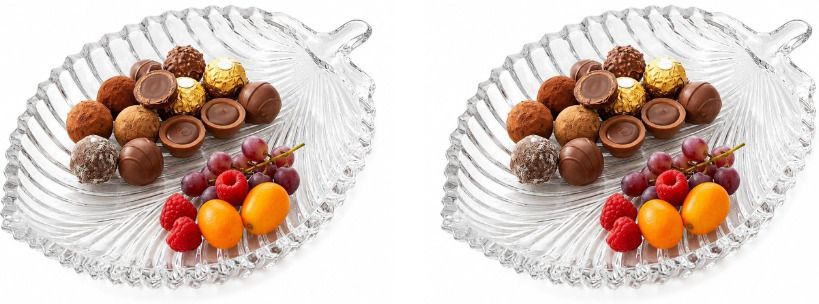Glass Leaf Shape Serving Plate for Dining Table Home Decoration Tray-image-13