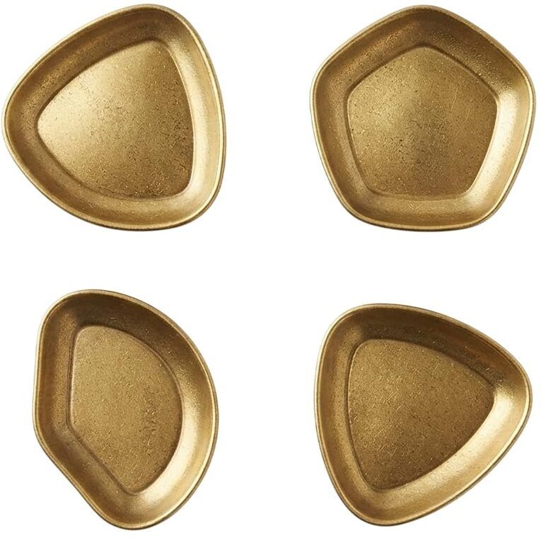 kartaharta Golden Mini Sauce Serving Dish Set of 4 Decorative Dip Bowls for Sauce Chutney Plate-picture-11