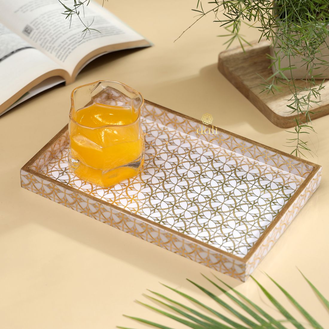 Rectangle Floral Print Decorative Tray Home & Kitchen 11x7 inch Tray-image-12