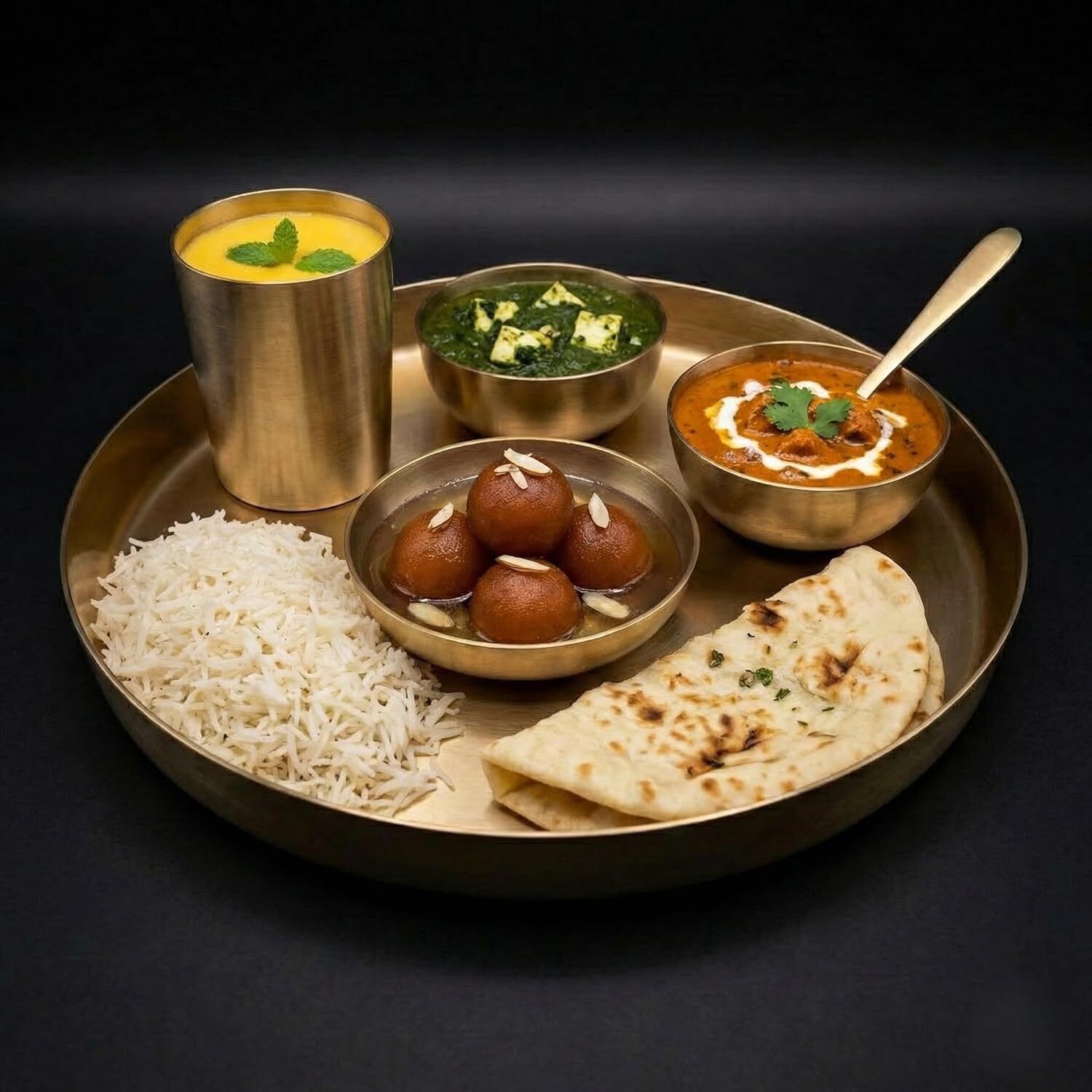 rammetals Brass, Bronze Kansa Thali Set | Kasa | Bronze Dinner Set | Plate for Dinner Dinner Set-picture-0