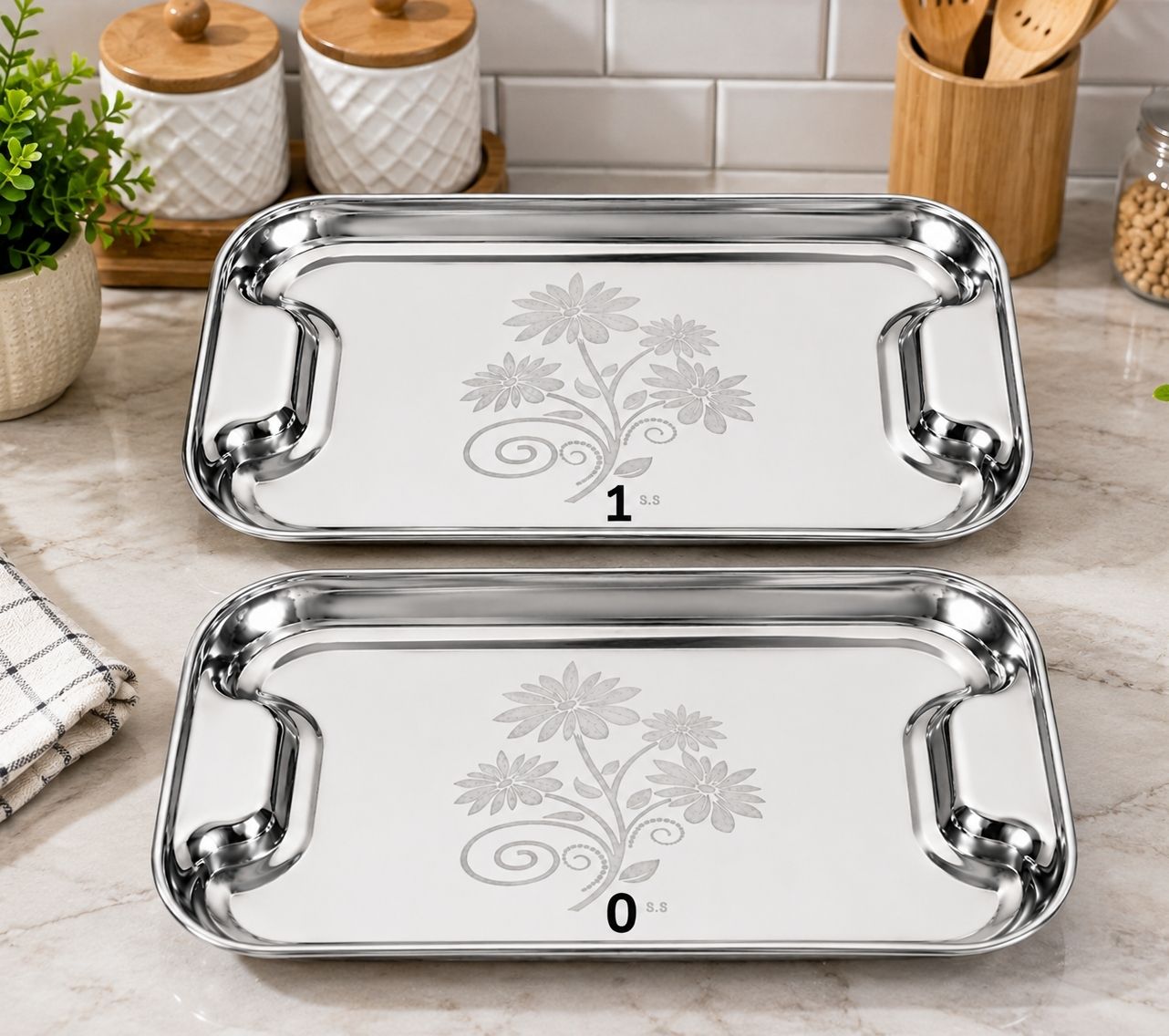 Steel tea serving tray 2 pec Tray-image-45
