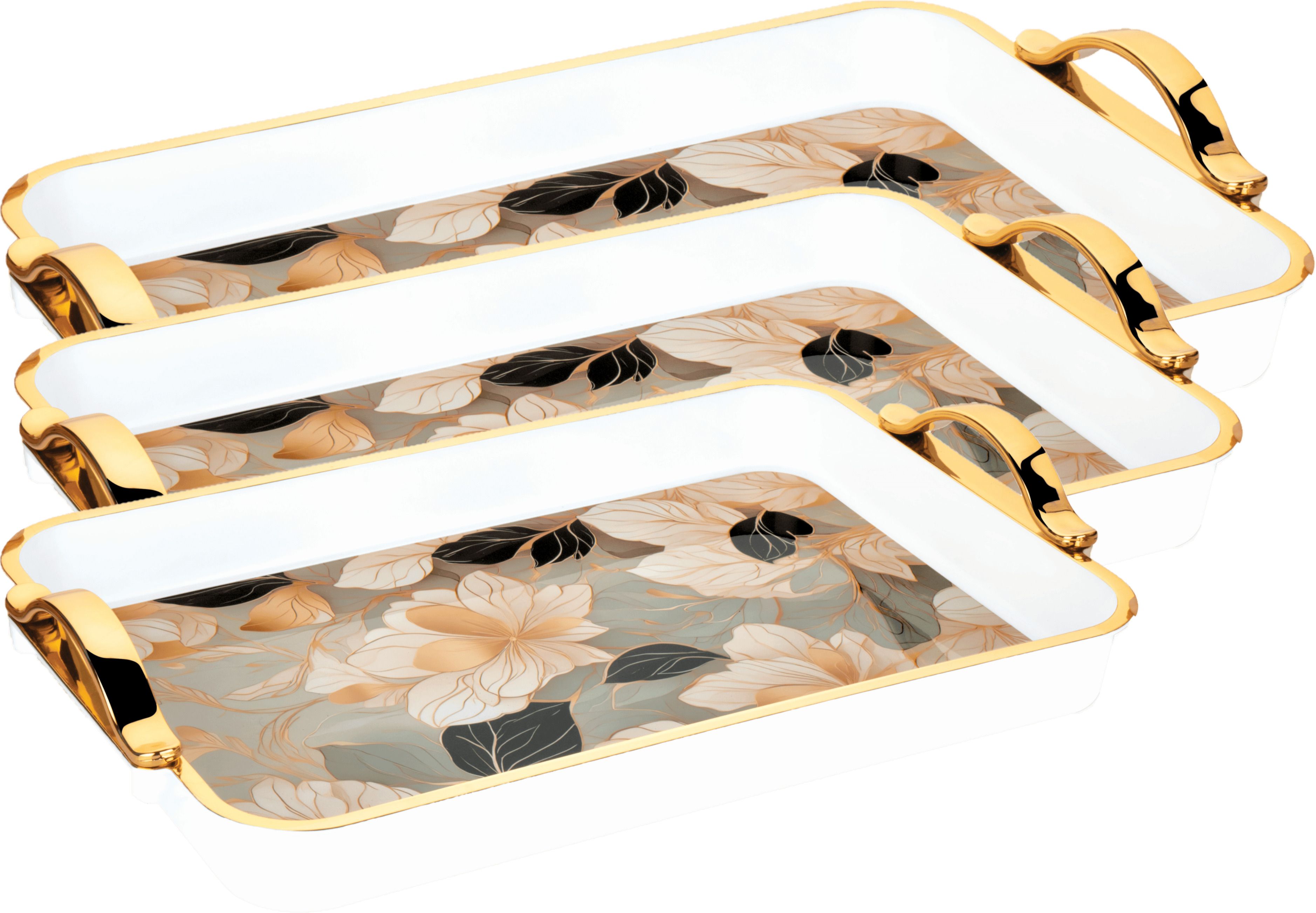 Flower Printed Serving Tray for Tea, Coffee, Snack, Kitchen & Dining Table Home Tray-image-26