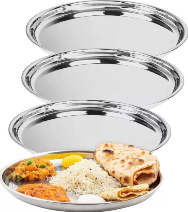 Stainless Steel Dinner Plate Set Of 4 Dinner Plate-image-18