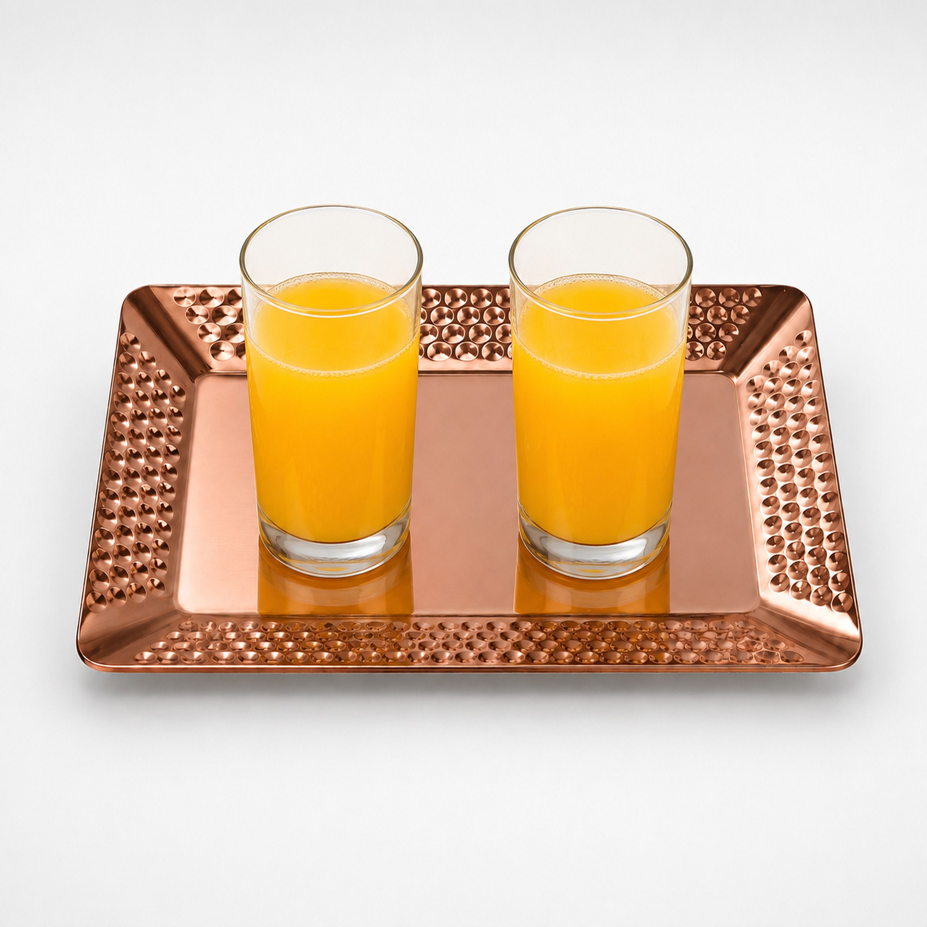 Rose Gold Rectangular Serving Tray with Texture Platter for Snacks & Desserts Tray-image-13