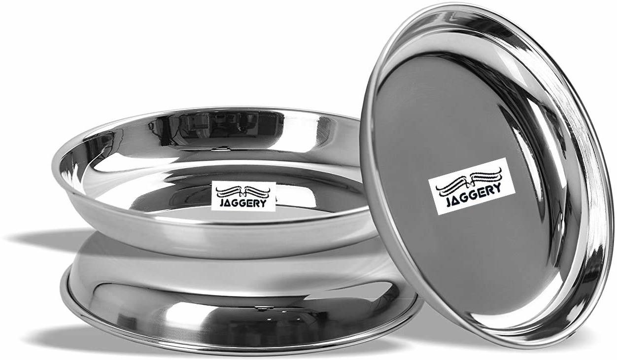 Heavy Gauge Medium Halwa Plates with Mirror Finish (12.5 cm Dia) 3 Pieces Set Dinner Plate-image-33