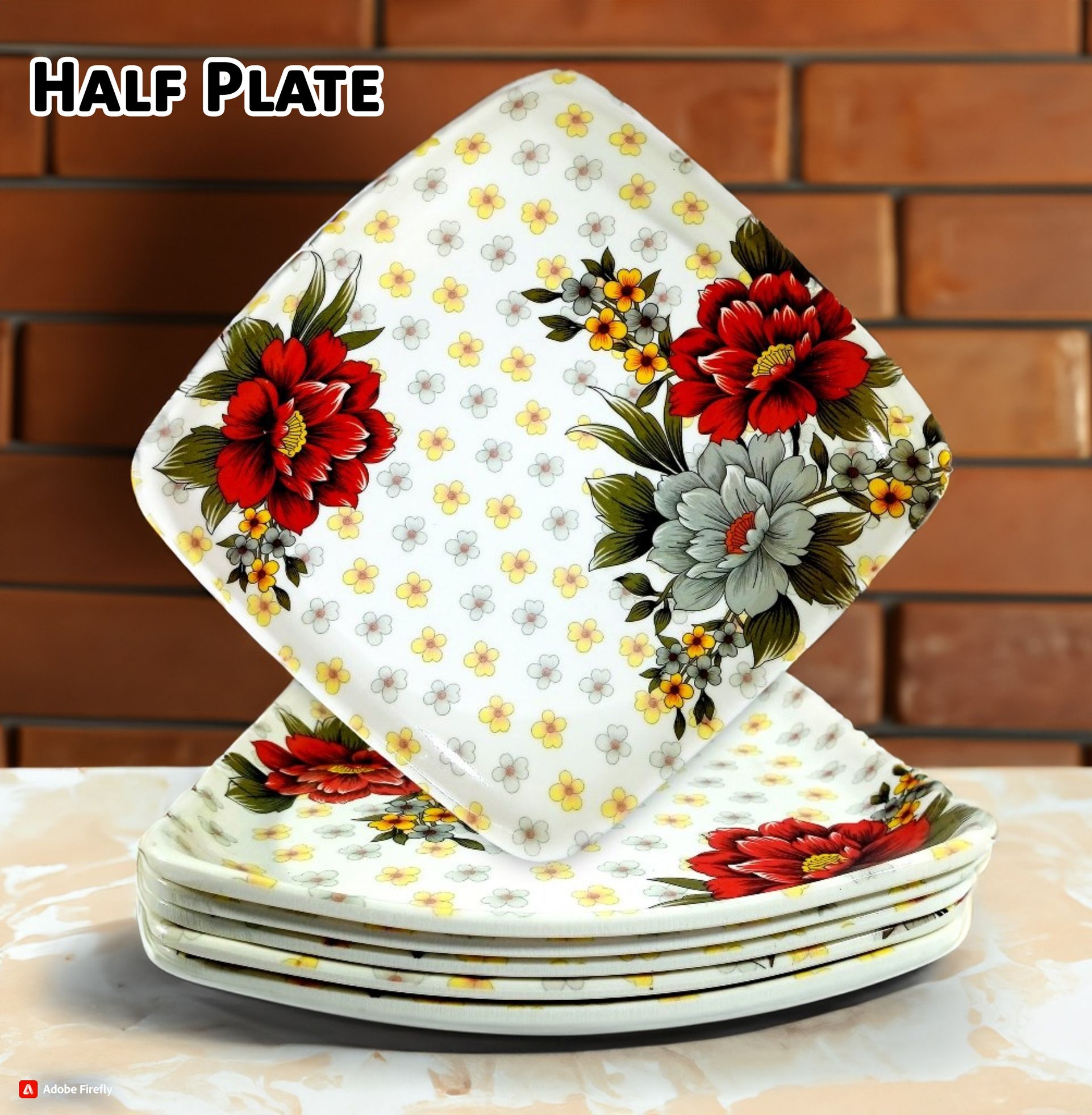 Melamine Square 8 Inch Small Half Plate (Size-8 Inch/20 CM)-Snacks Plates Half Plate