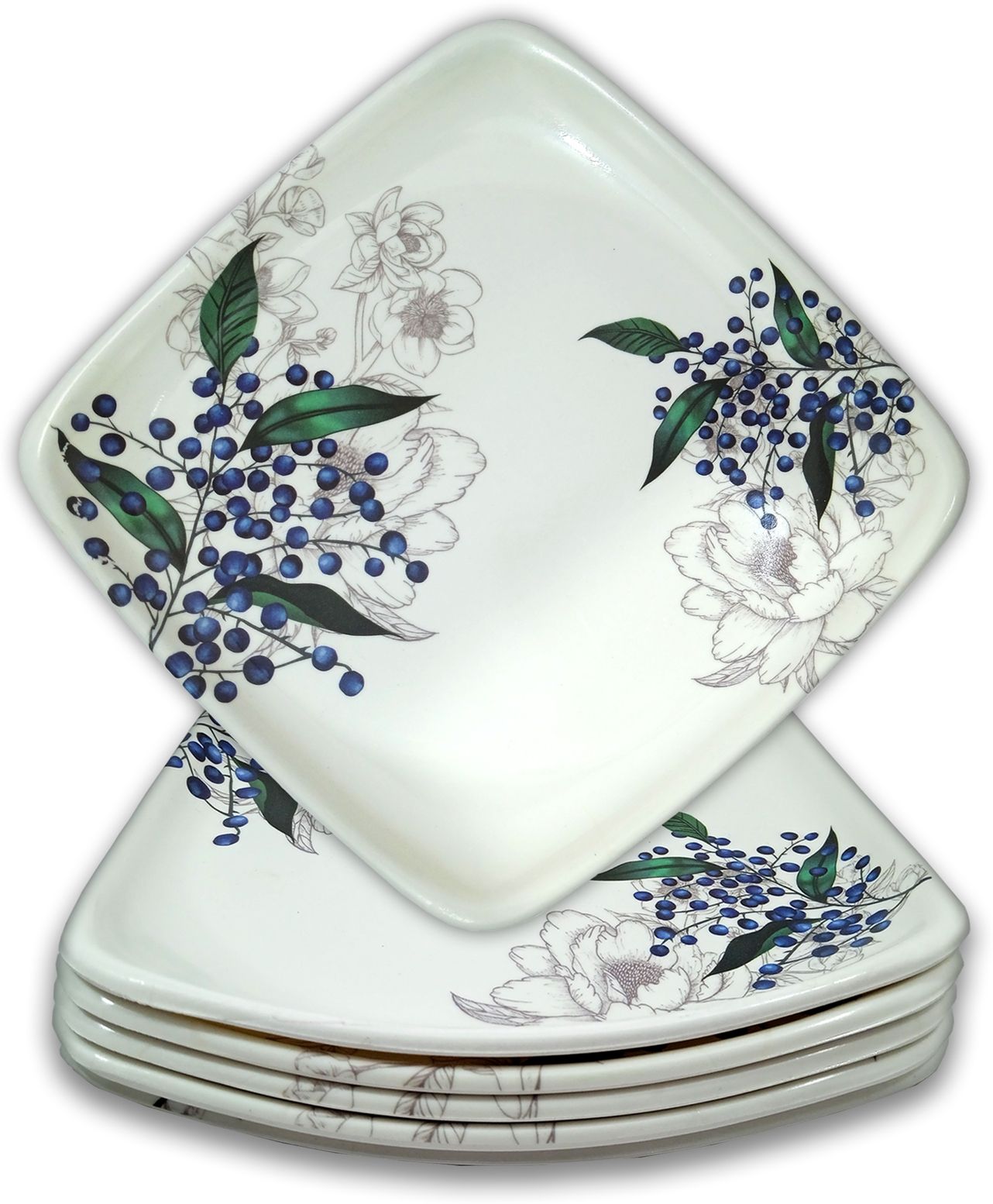 Melamine Half Plates: Lightweight Melamine Square 8 Inch Snacks Plate Half Plate-image-45