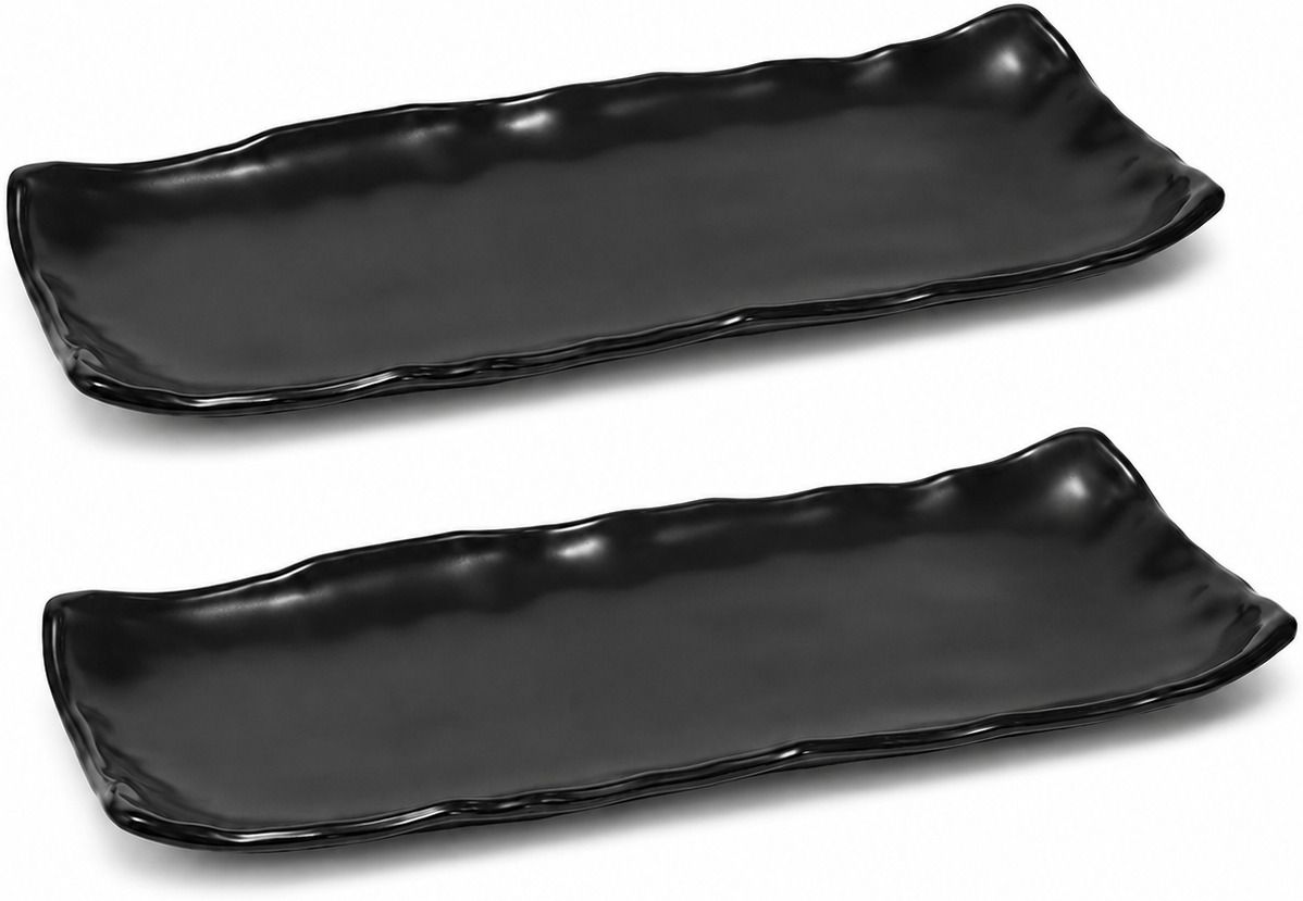Falafel Snack Serving Platter Set of 2 Premium Black Rectangular Starter Tray Sizzler Tray-image-8