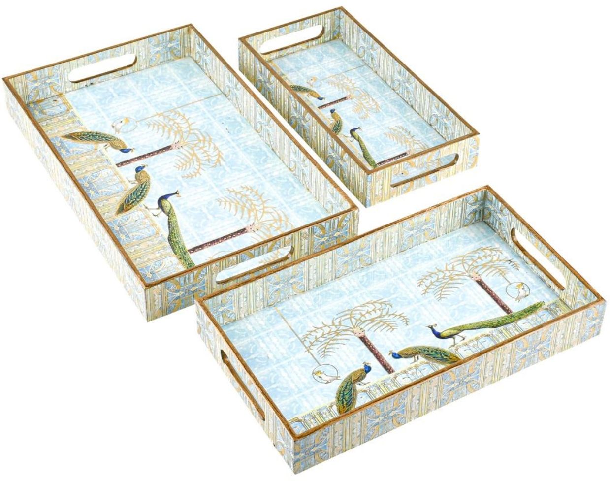 Decorative Peacock Birds Design Serving Tray Set for Diwali & Festive Gifts Tray