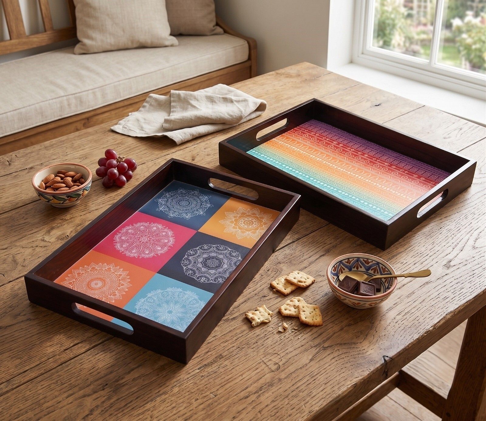 espoir bloom Elegent Wooden serving tray EB-2SER.TRAY47 Chip & Dip Tray-picture-23