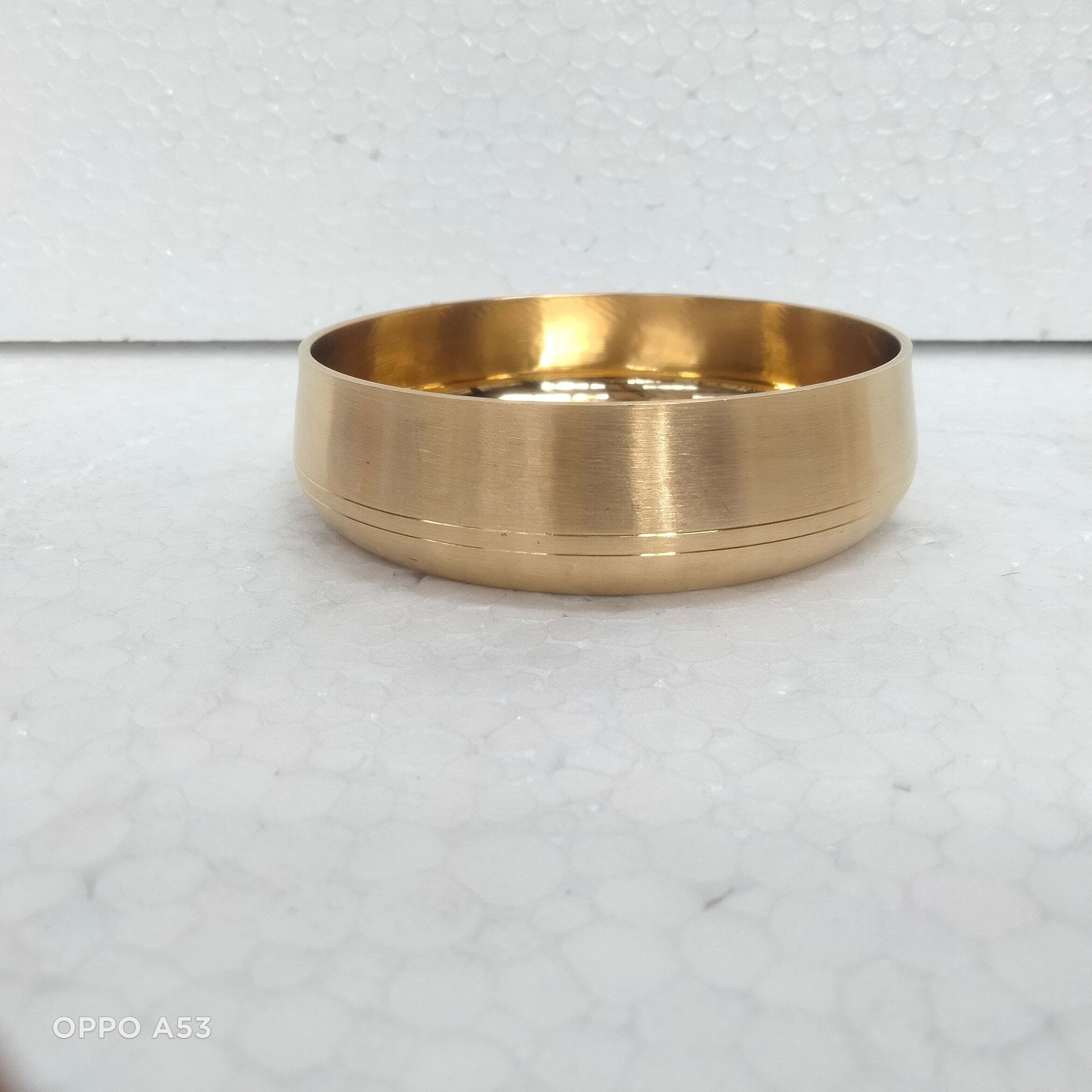 Brass Lining Plain Matt Finish Curved Rice Plate, Volume:- 170 ML Rice Plates-image-32
