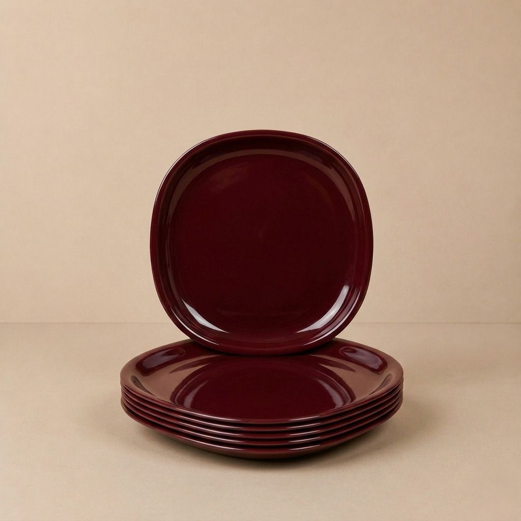Brown 11 Inch Square Plastic Half Plate-image-48