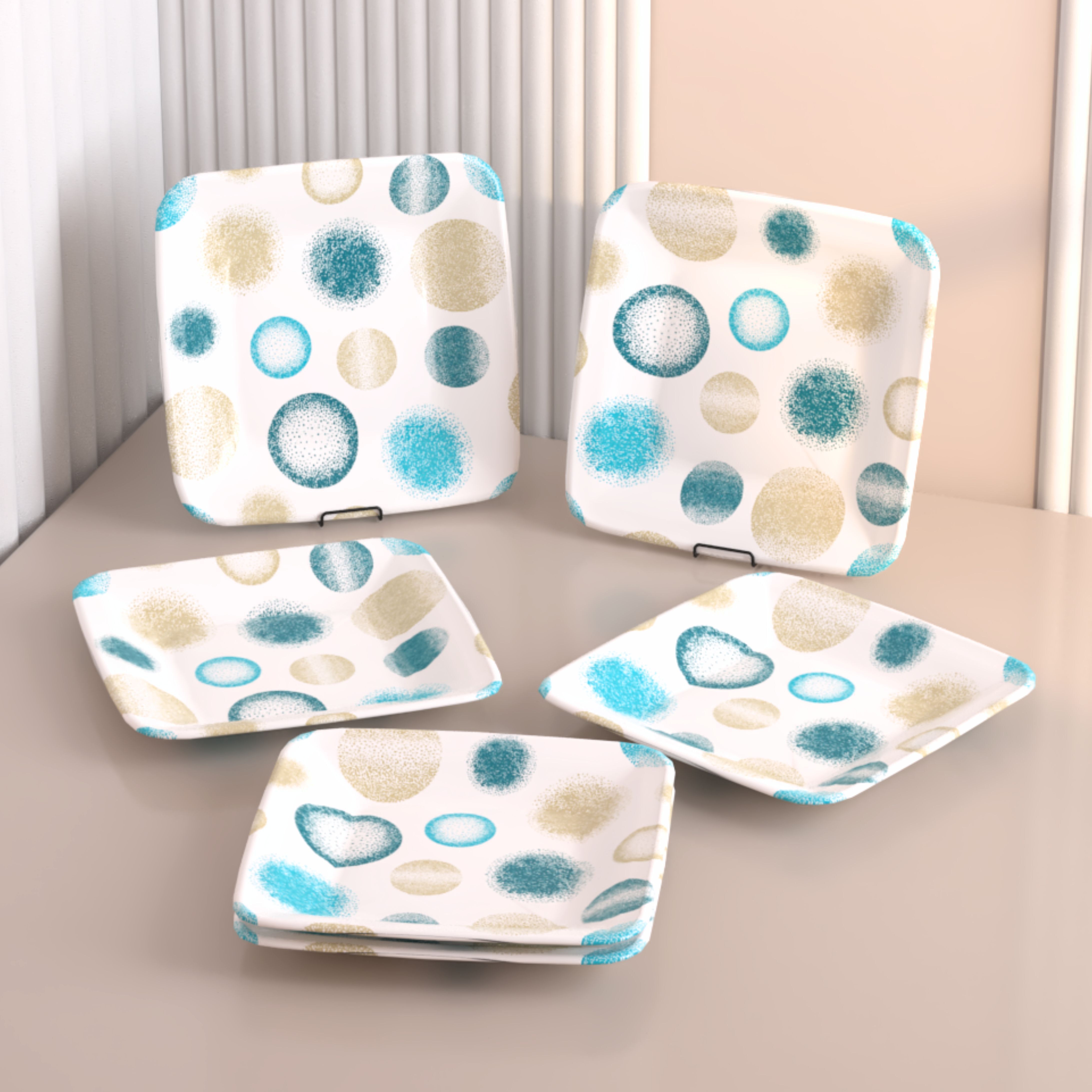 Bliss Deja Blue Melamin Side Plates Set for Serving Snacks, 7 Inches Quarter Plate-image-30